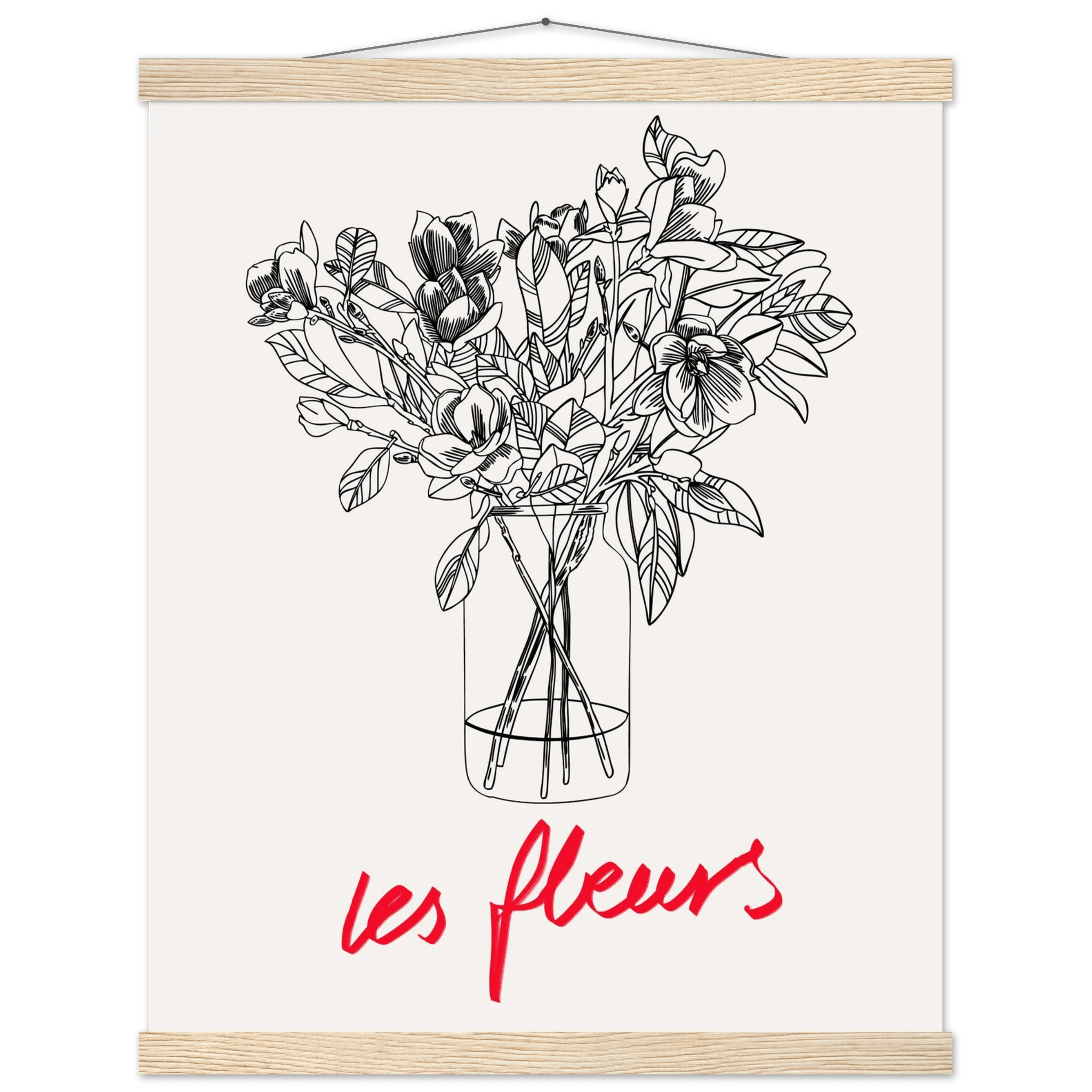 Les Fleurs Botanical Poster | French Flower Line Art Print | Minimalist Floral Wall Decor - Evergreen Posters
