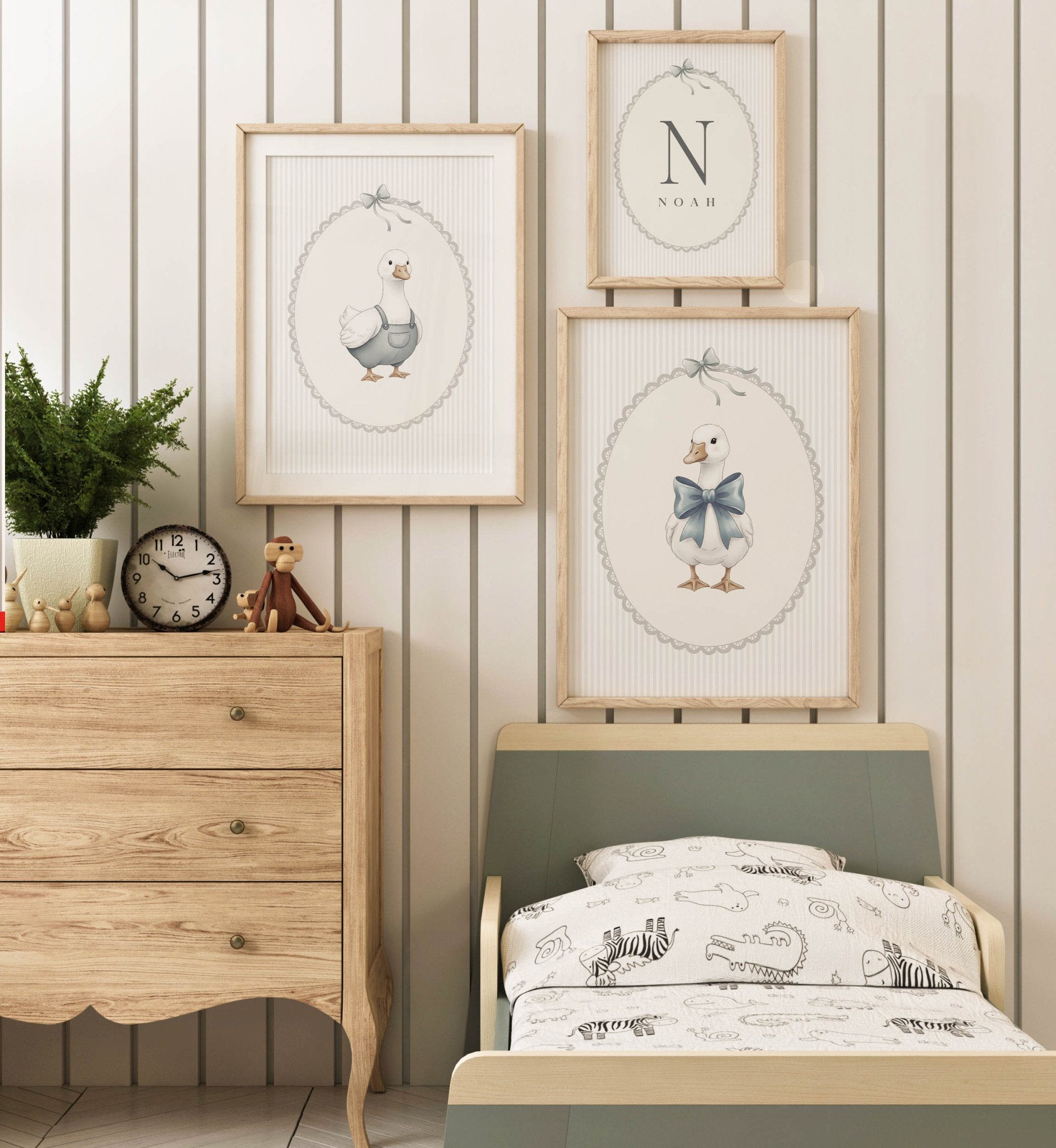 Blue Bow Duck Nursery Poster – Sweet Baby Room Wall Art Print - Evergreen Posters