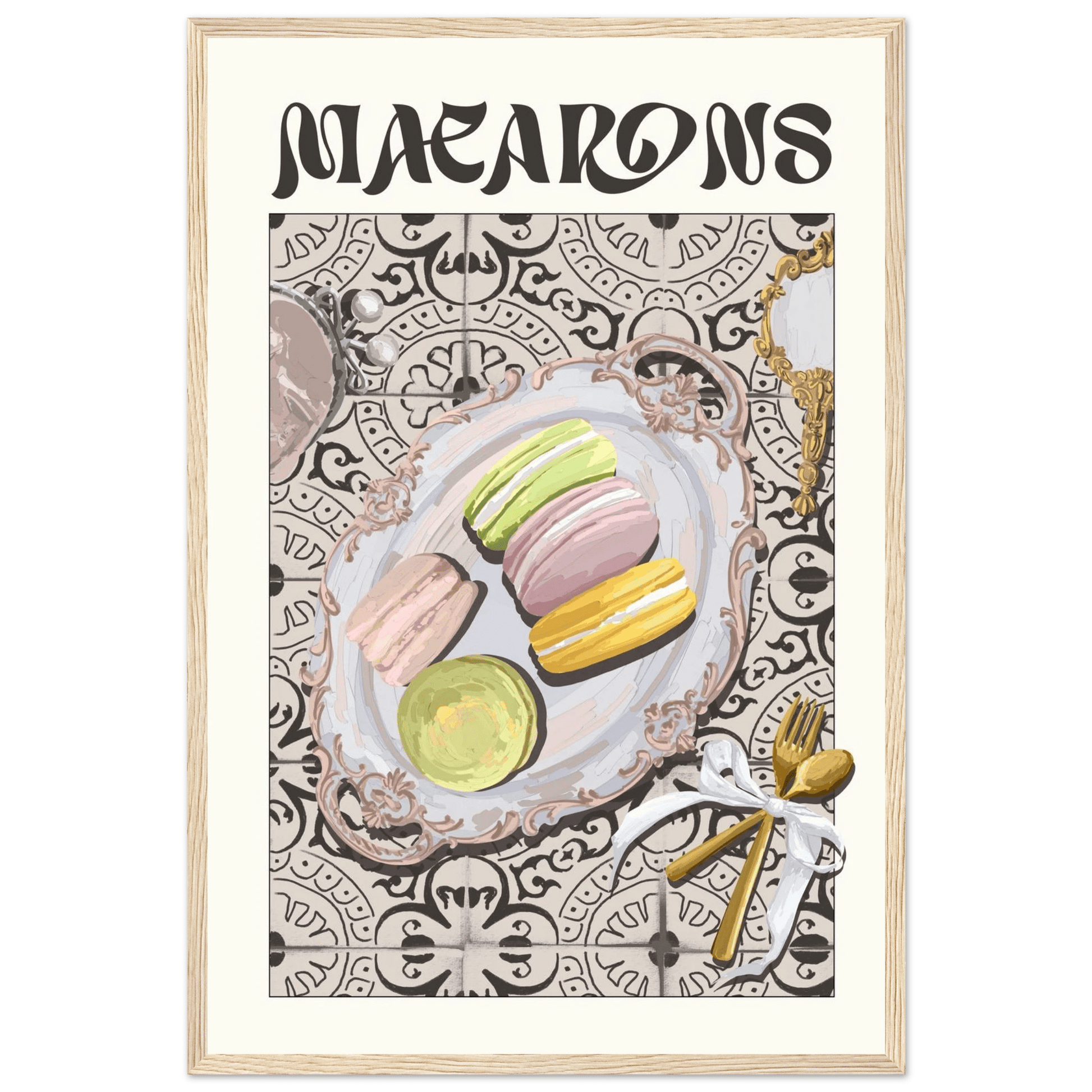 Macarons Poster – Playful French Patisserie Kitchen Wall Art Print (Digital & Printed Options) - Evergreen Posters