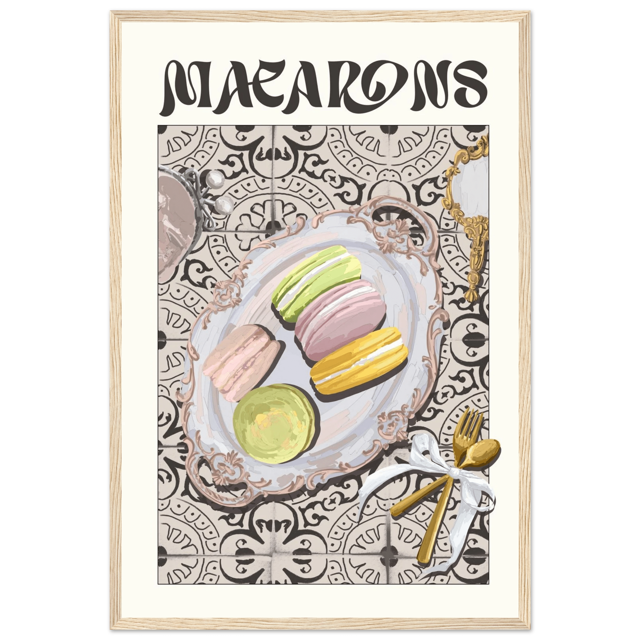 Macarons Poster – Playful French Patisserie Kitchen Wall Art Print (Digital & Printed Options) - Evergreen Posters