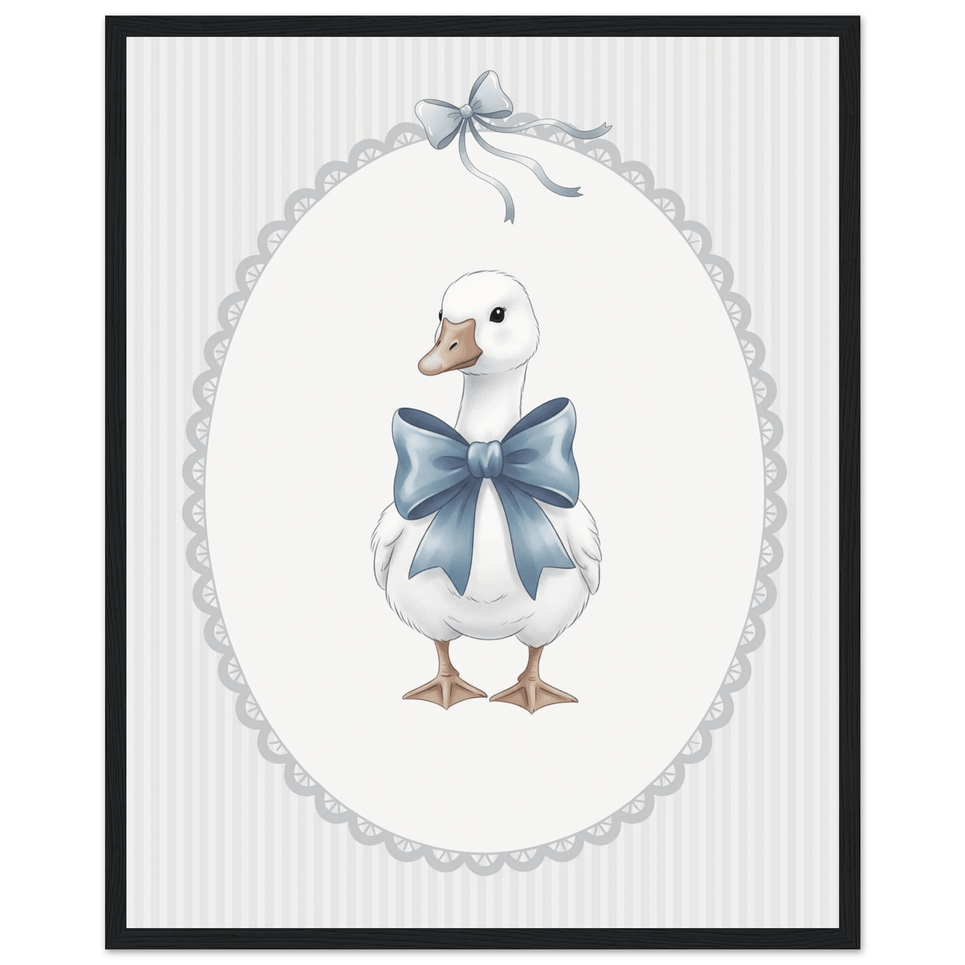 Blue Bow Duck Nursery Poster – Sweet Baby Room Wall Art Print - Evergreen Posters