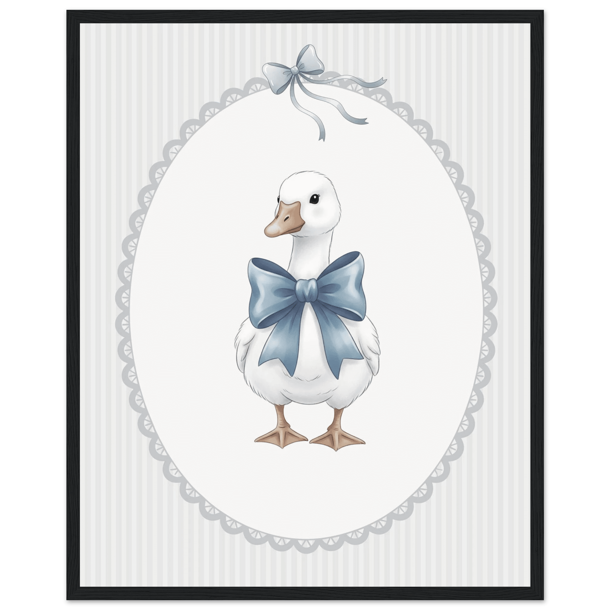 Blue Bow Duck Nursery Poster – Sweet Baby Room Wall Art Print - Evergreen Posters