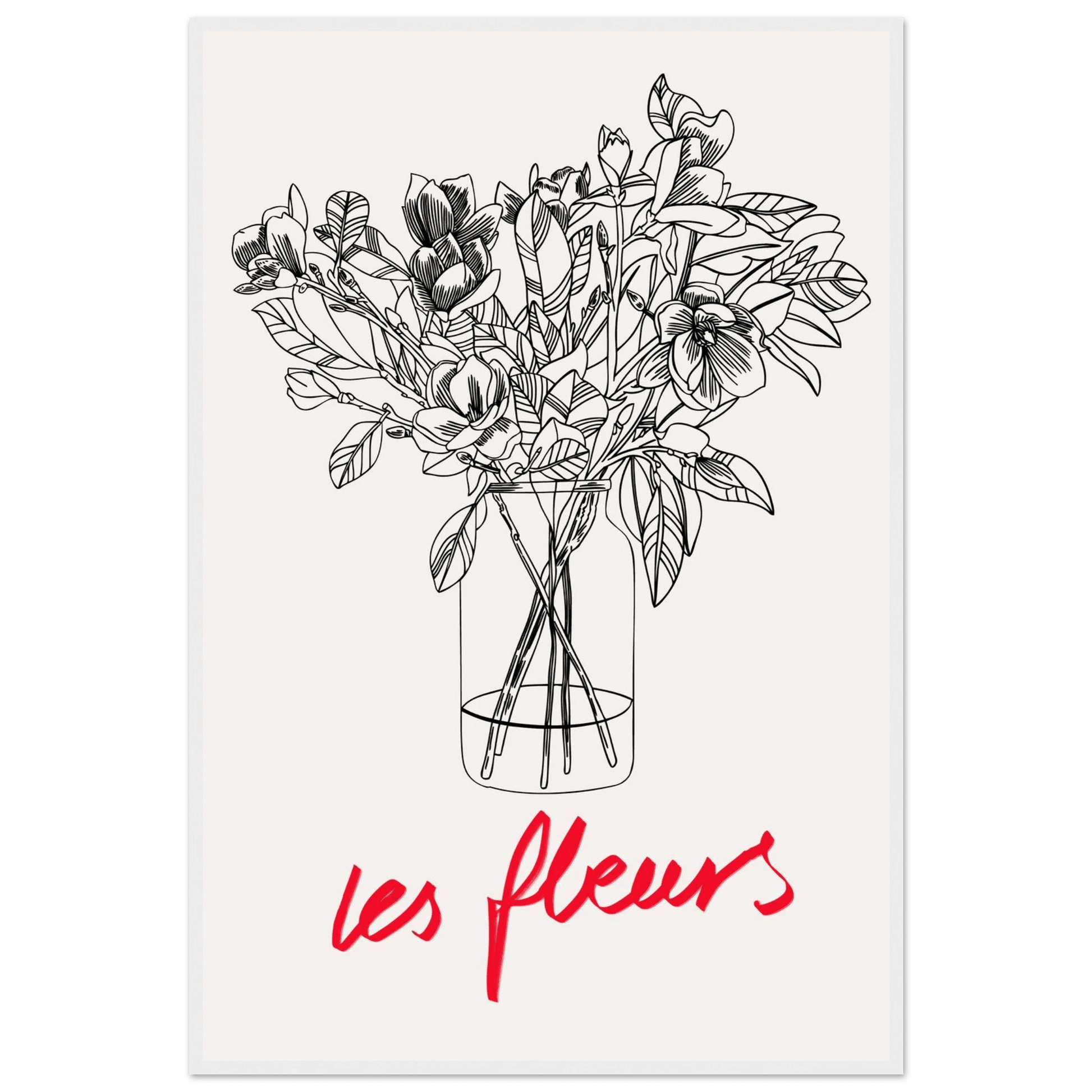 Les Fleurs Botanical Poster | French Flower Line Art Print | Minimalist Floral Wall Decor - Evergreen Posters