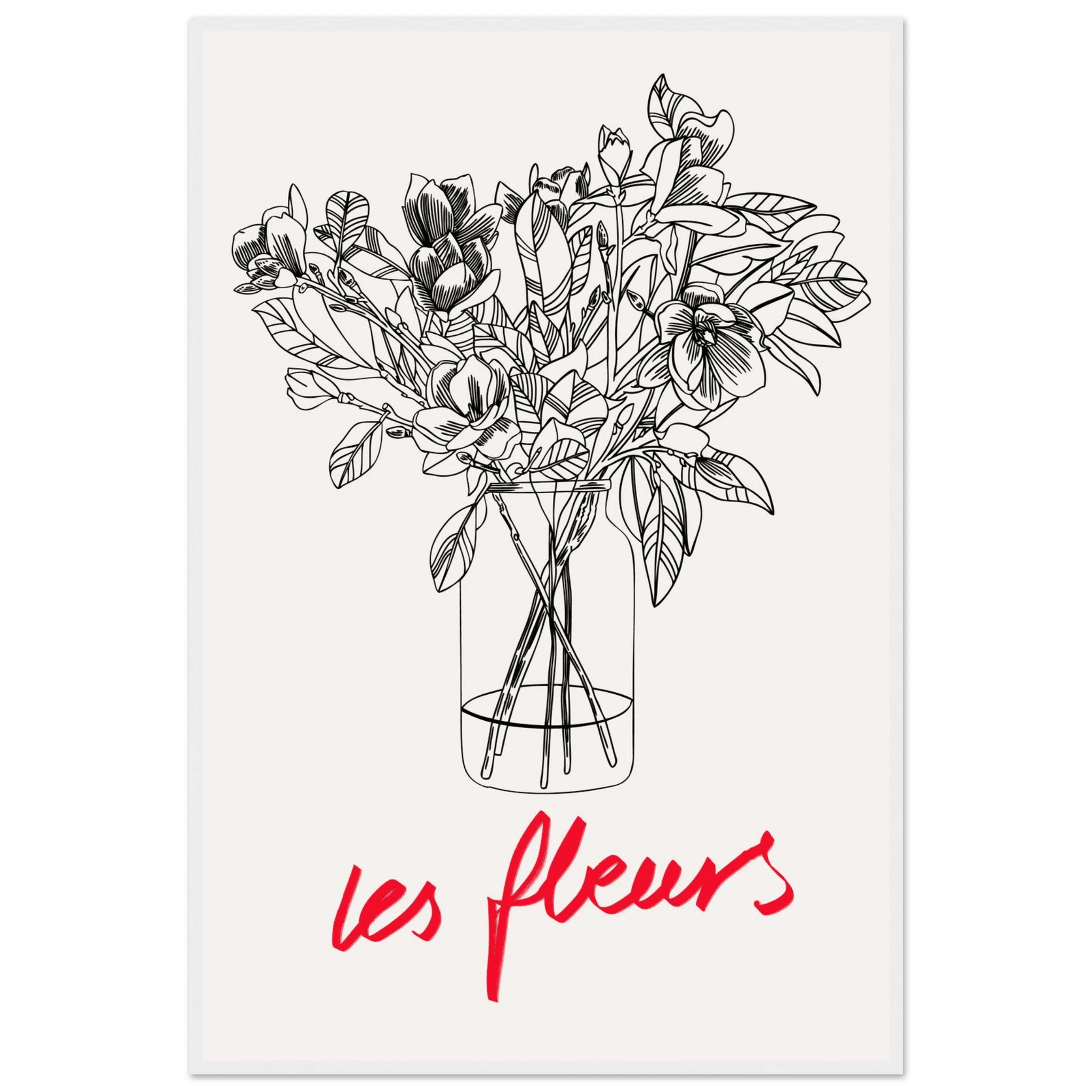 Les Fleurs Botanical Poster | French Flower Line Art Print | Minimalist Floral Wall Decor - Evergreen Posters