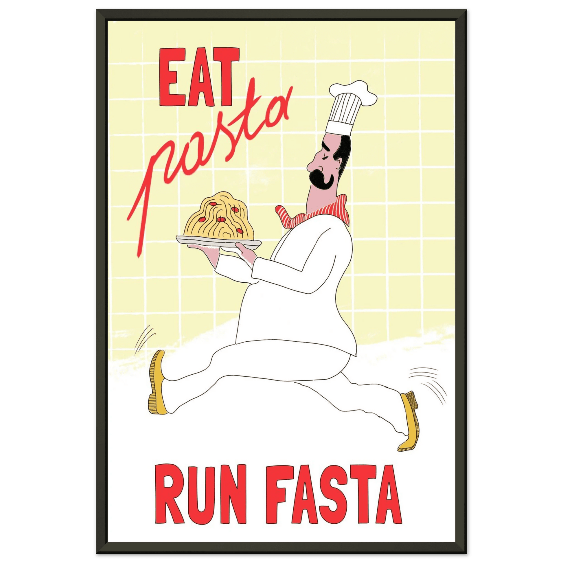 Eat Pasta Run Fasta Poster – Playful Kitchen Wall Art Print (Digital & Printed Options) - Evergreen Posters