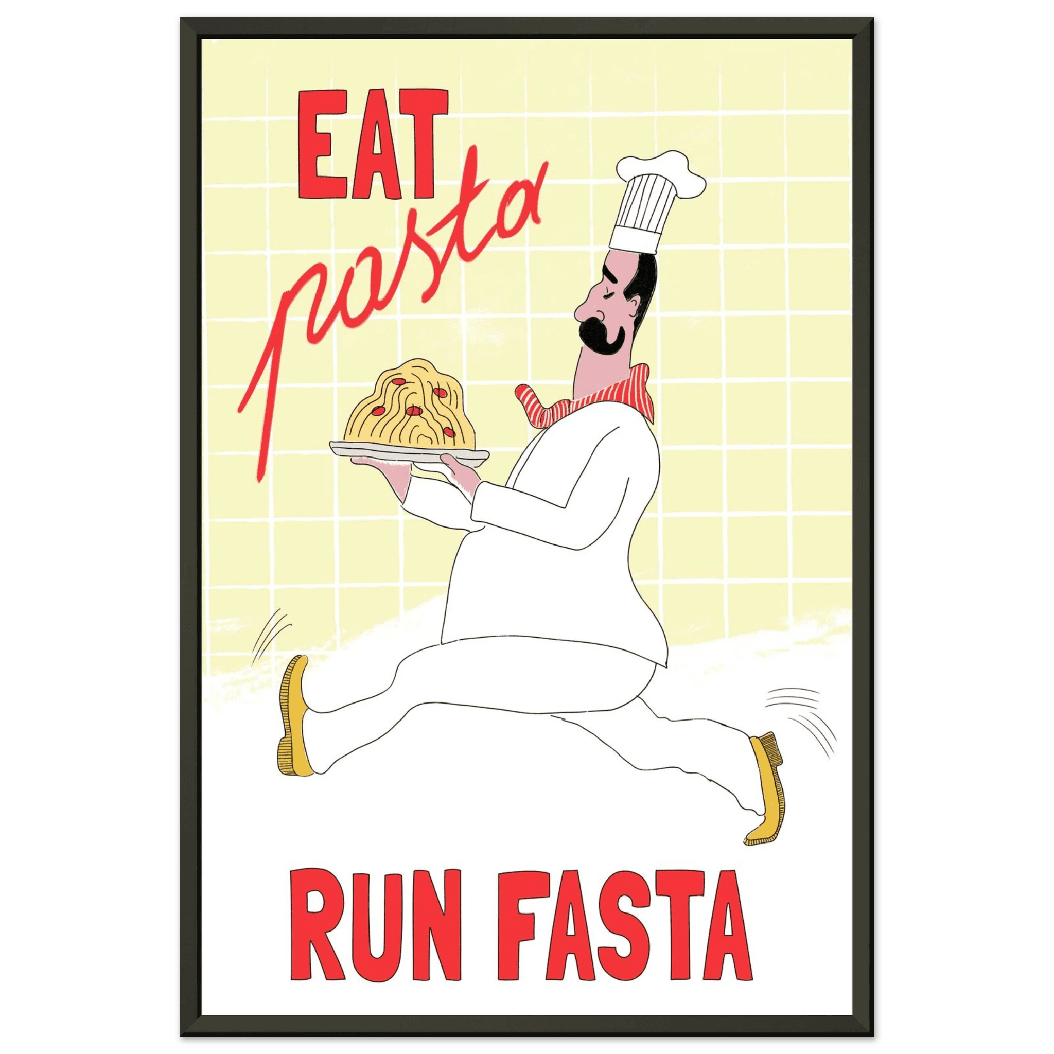 Eat Pasta Run Fasta Poster – Playful Kitchen Wall Art Print (Digital & Printed Options) - Evergreen Posters