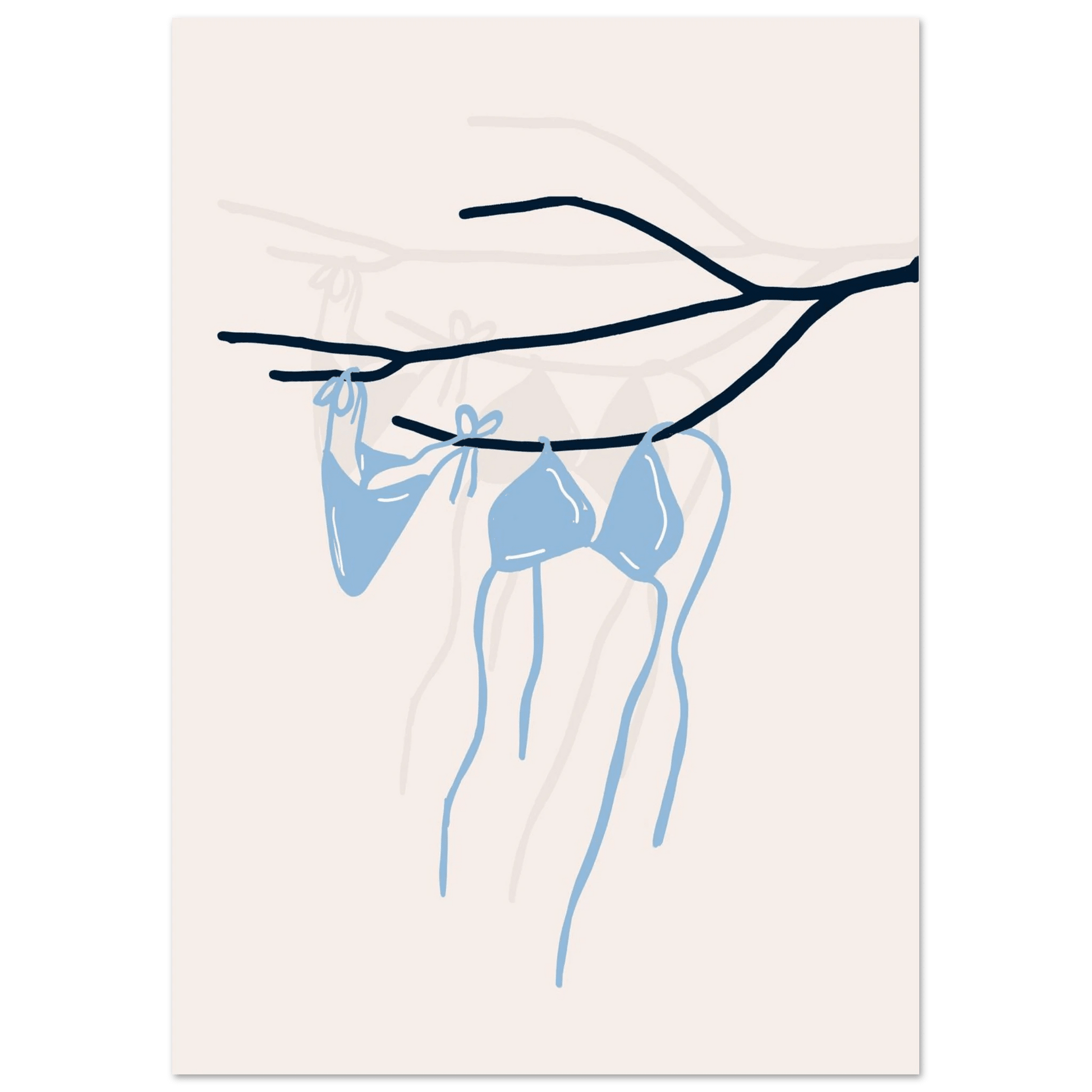 Coastal Bikini Line Art Poster – Minimalist Beach Wall Art Print - Evergreen Posters