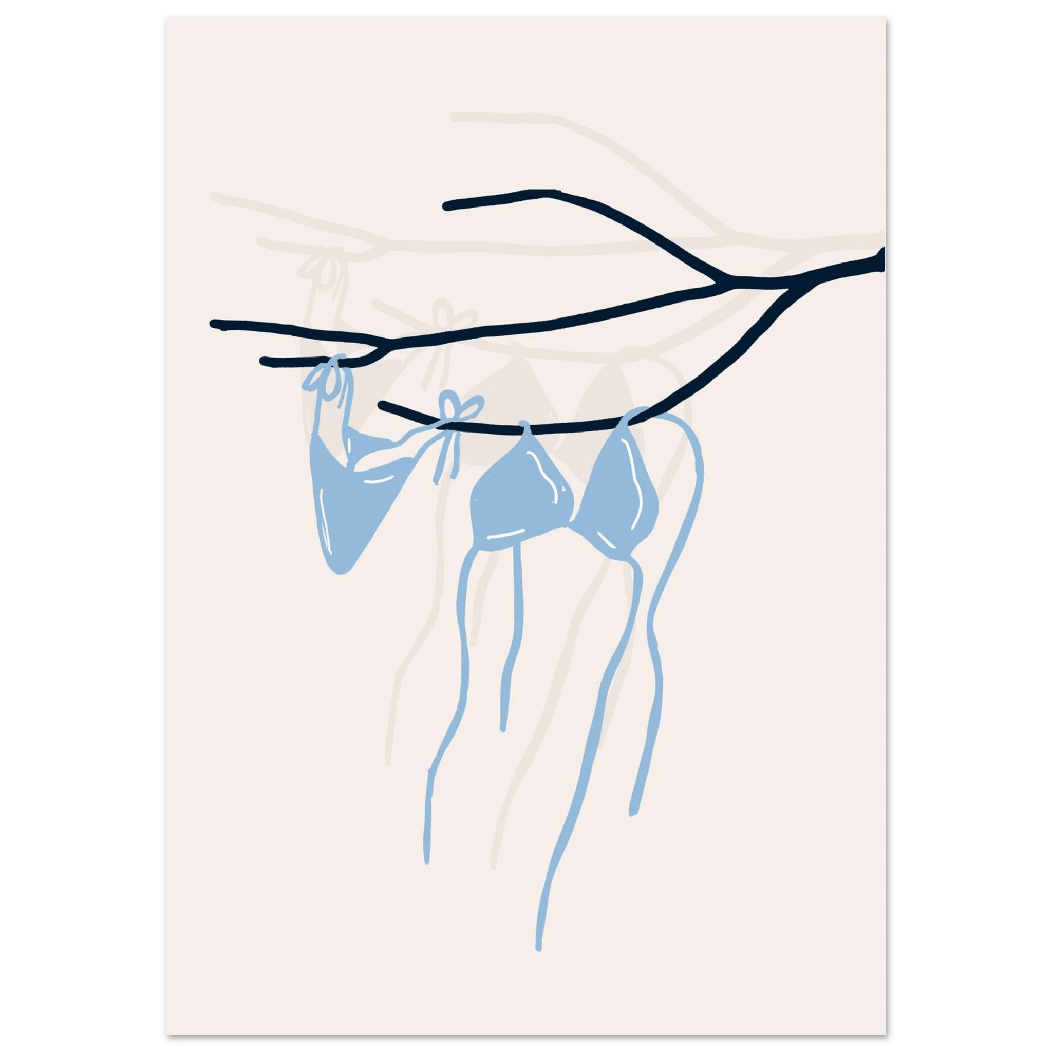 Coastal Bikini Line Art Poster – Minimalist Beach Wall Art Print - Evergreen Posters