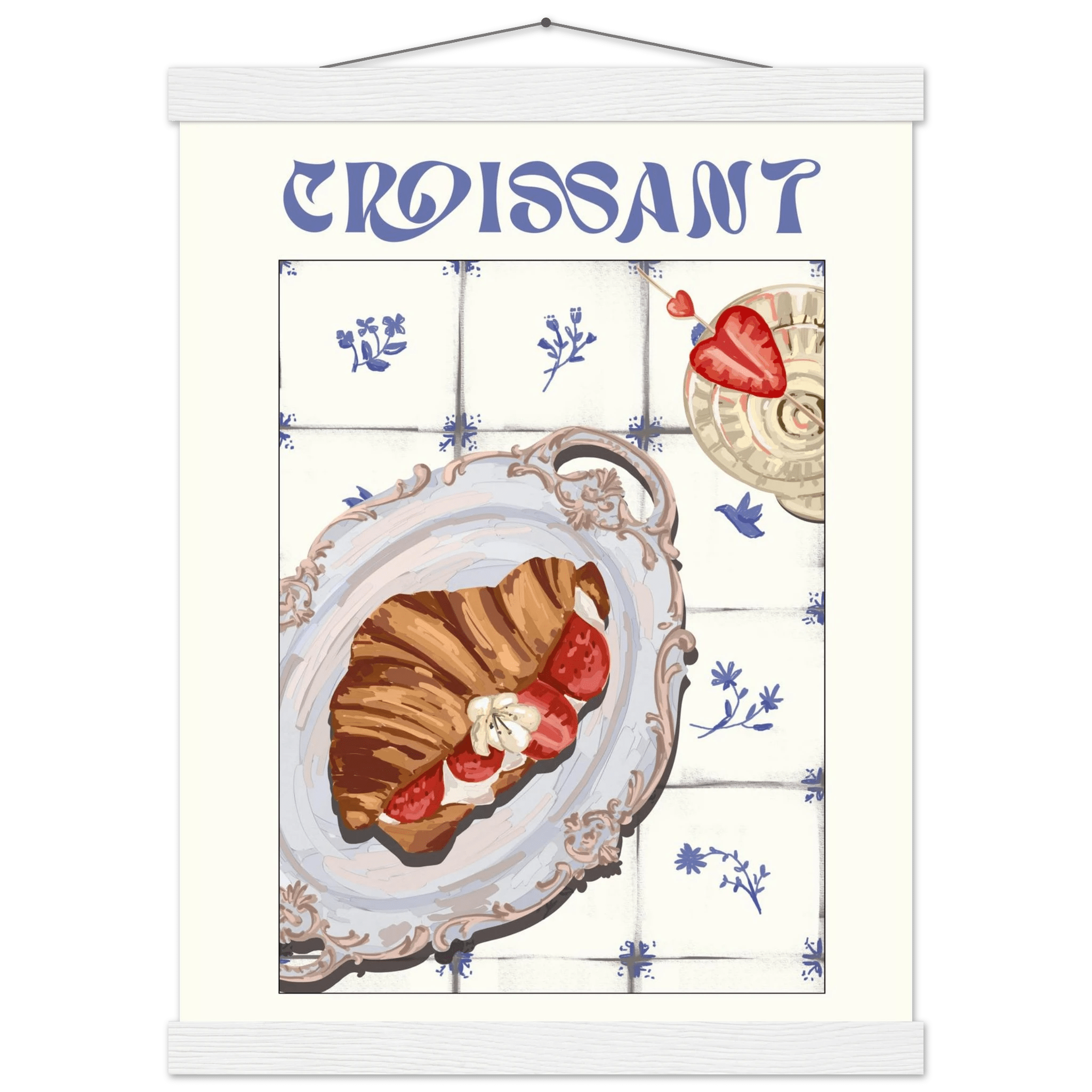 Croissant Poster – Charming French Breakfast Kitchen Wall Art Print (Digital & Printed Options) - Evergreen Posters
