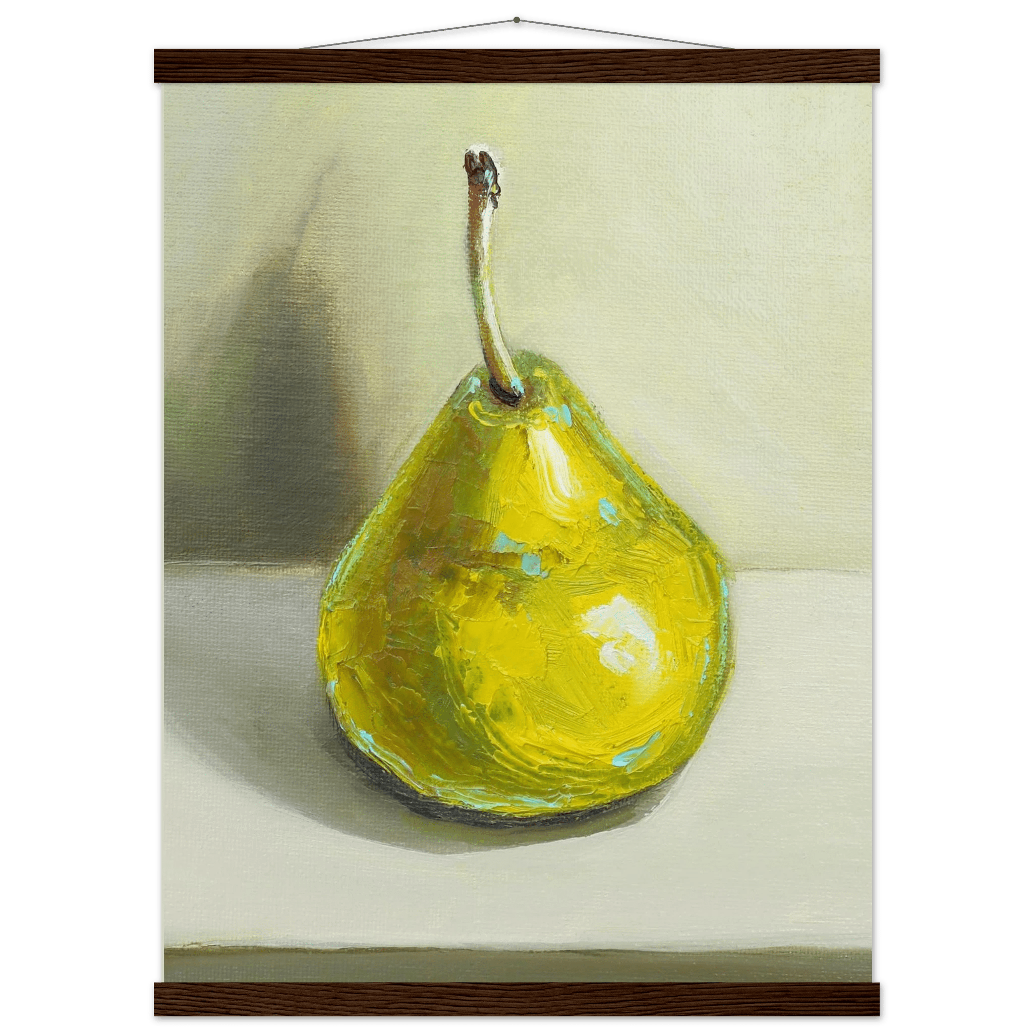 Pear Print | Green Pear Oil Painting Wall Art | Kitchen Poster - Evergreen Posters