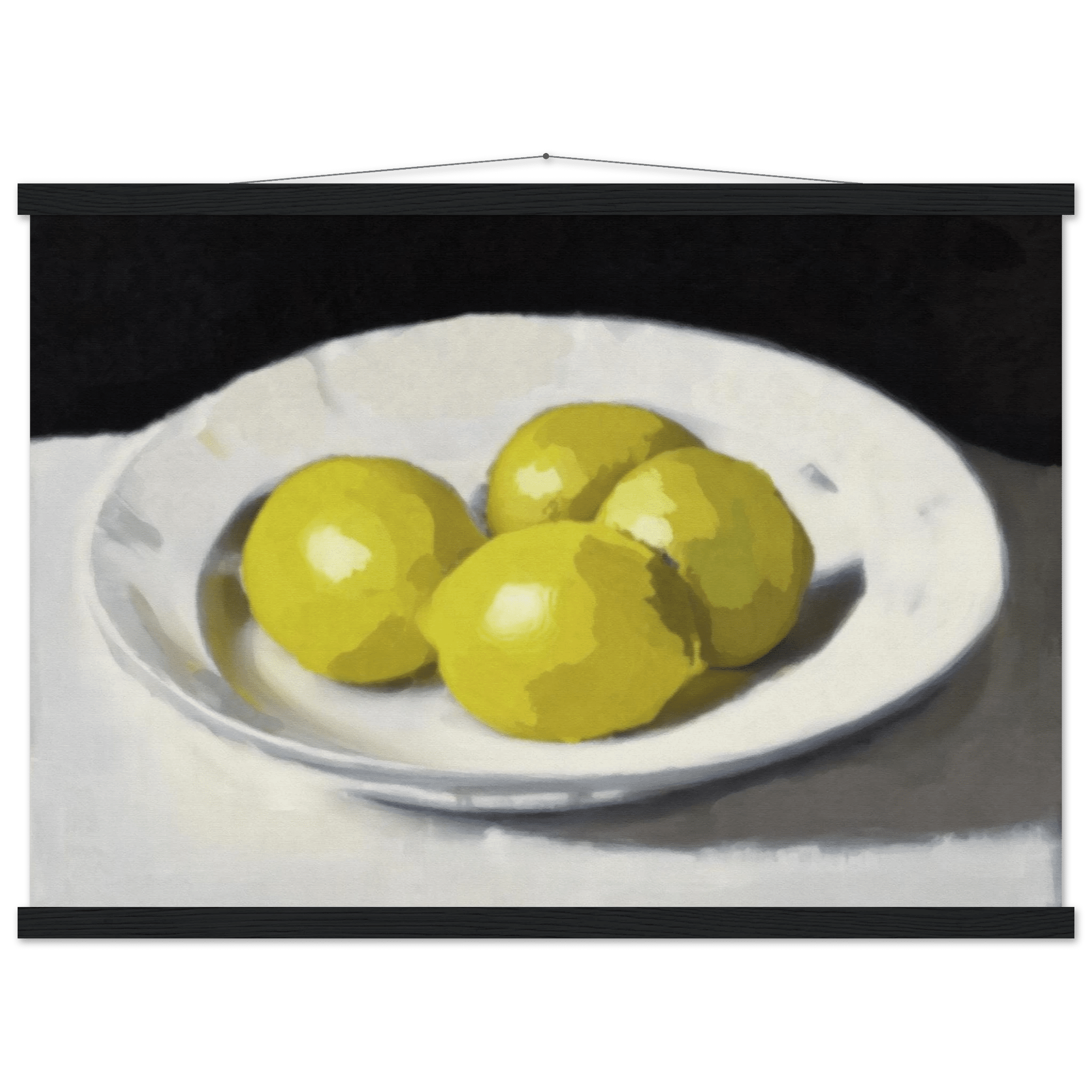 Lemons Print | Three Lemons Oil Painting Wall Art | Kitchen Still Life Poster - Evergreen Posters