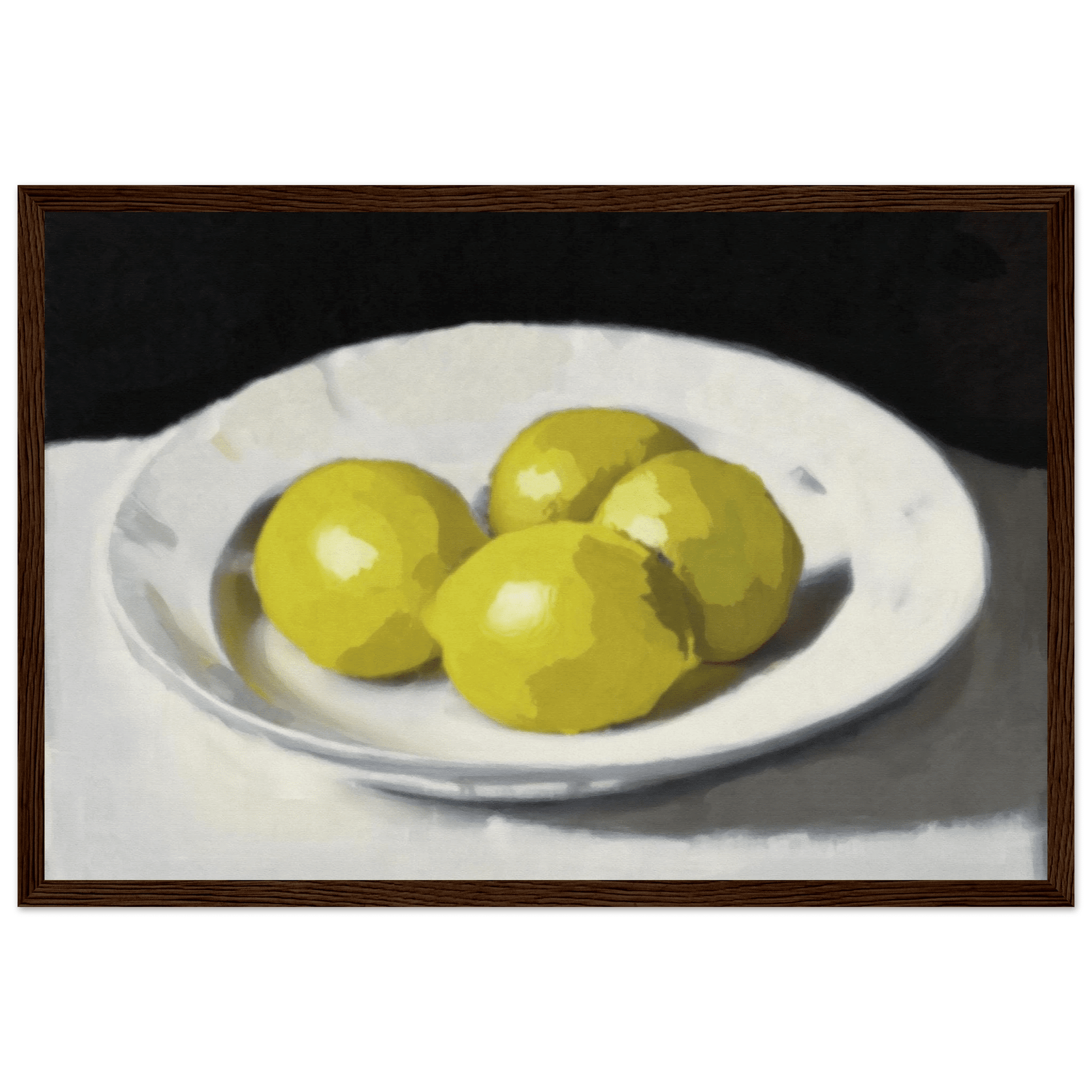 Lemons Print | Three Lemons Oil Painting Wall Art | Kitchen Still Life Poster - Evergreen Posters