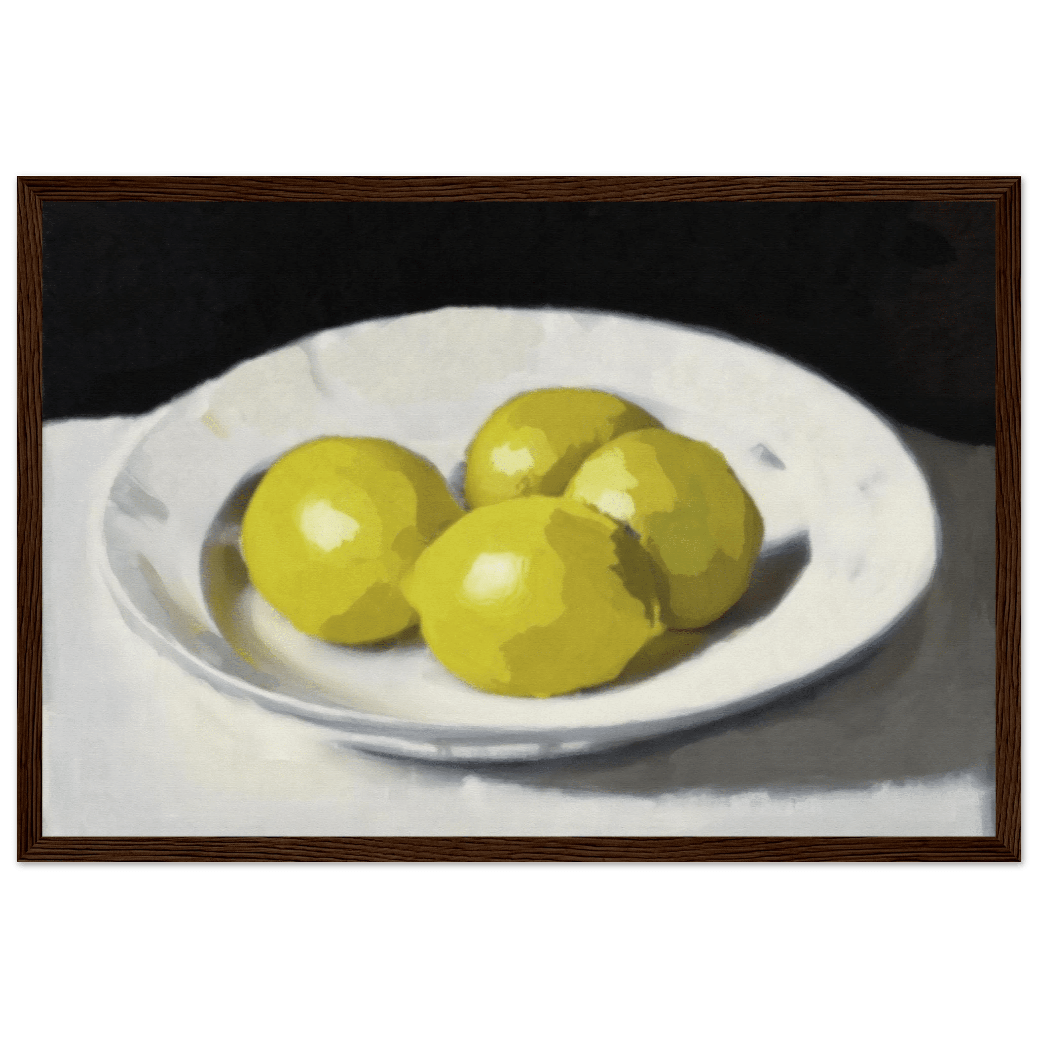 Lemons Print | Three Lemons Oil Painting Wall Art | Kitchen Still Life Poster - Evergreen Posters