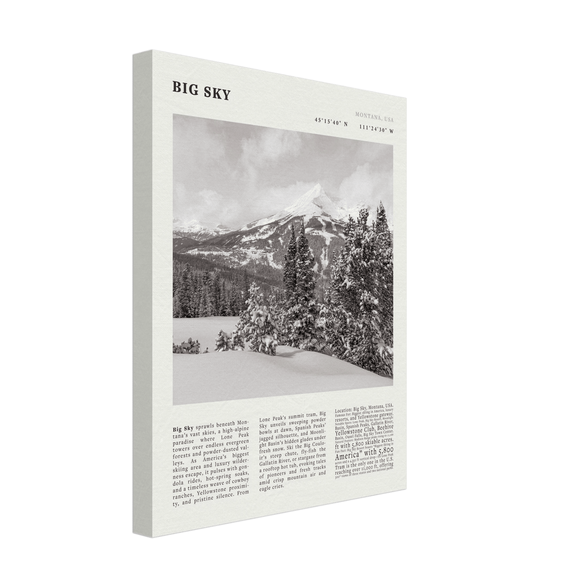 Big Sky Montana Poster Black and White – Vintage Lone Peak Ski Resort Print (Digital & Printed Options) - Evergreen Posters