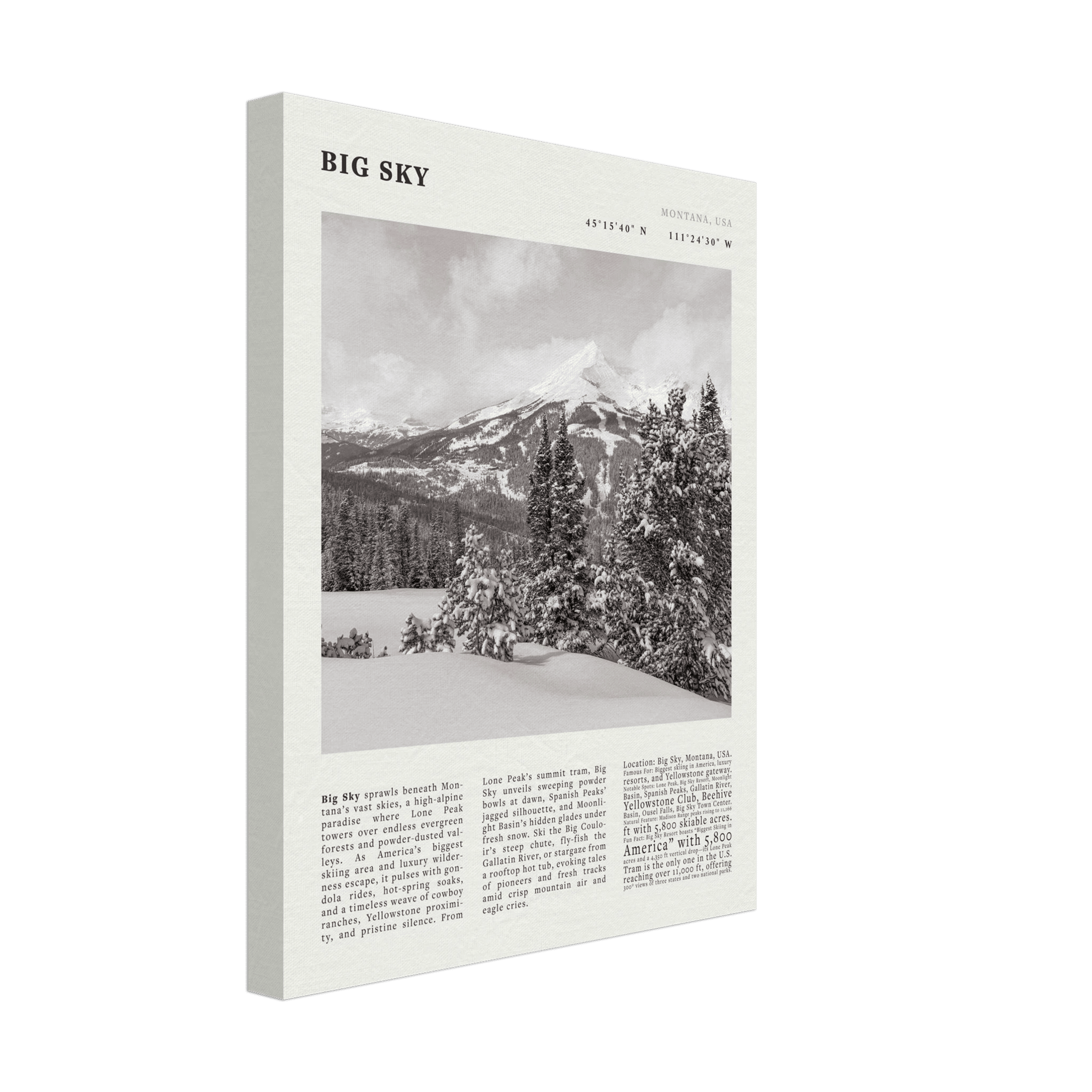 Big Sky Montana Poster Black and White – Vintage Lone Peak Ski Resort Print (Digital & Printed Options) - Evergreen Posters