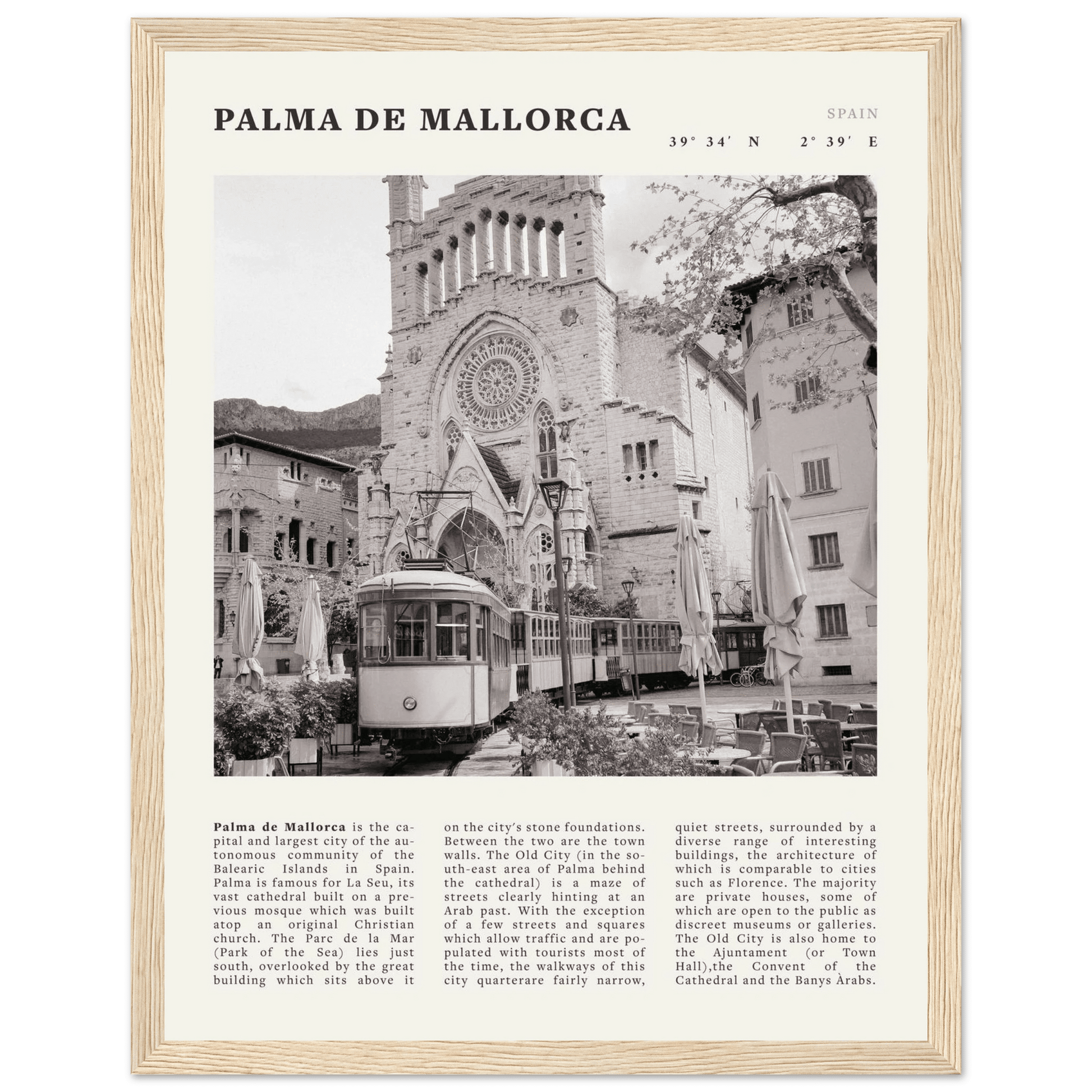 Palma de Mallorca Poster | Black & White Spain Wall Art | Travel Print | Mediterranean Decor - Evergreen Posters