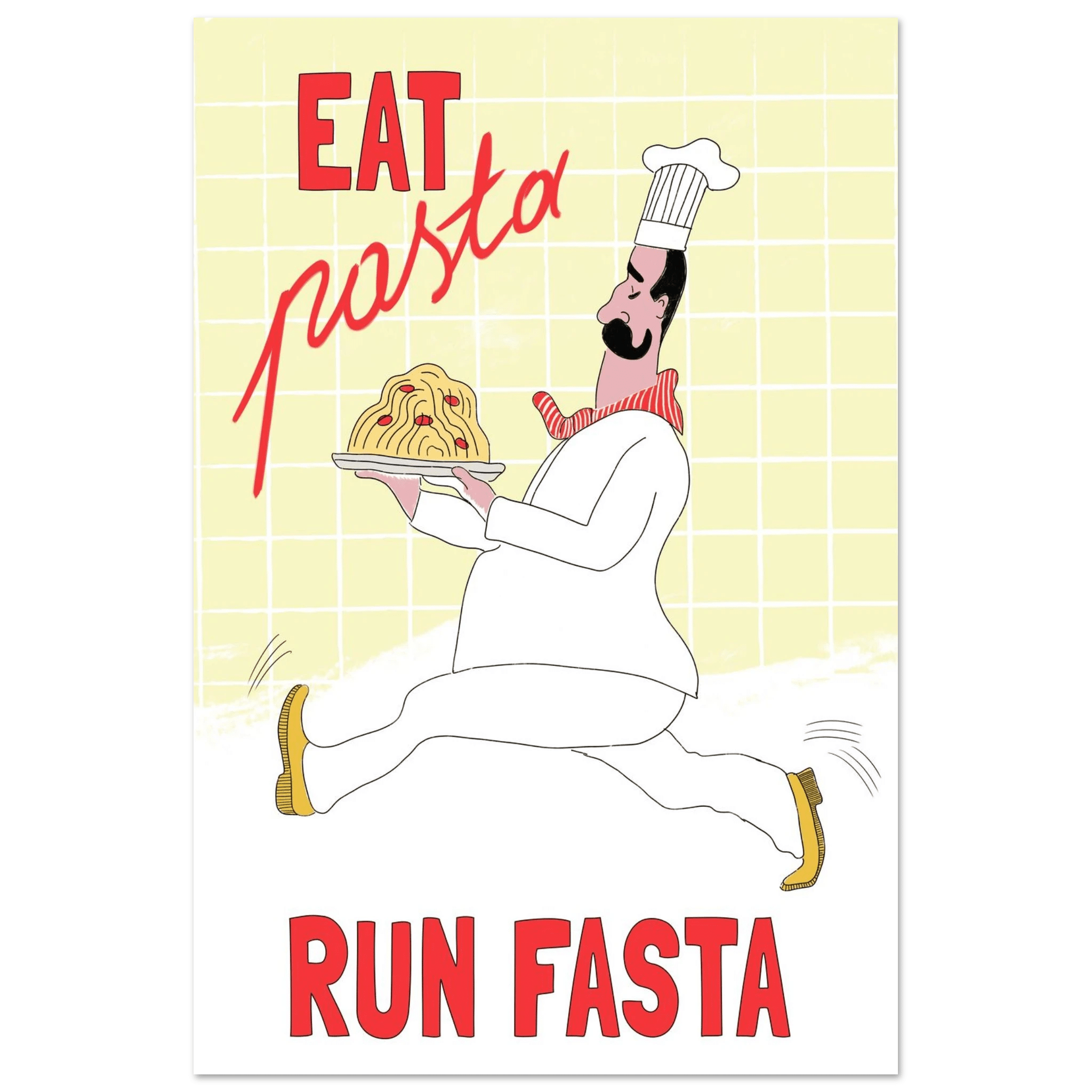 Eat Pasta Run Fasta Poster – Playful Kitchen Wall Art Print (Digital & Printed Options) - Evergreen Posters