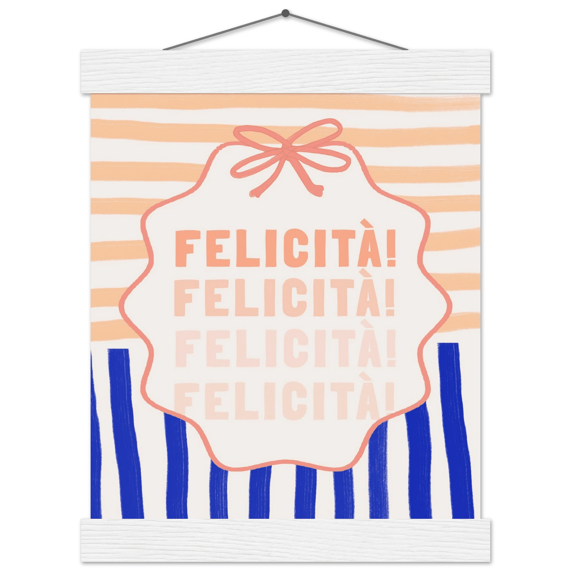 Felicità Italian Happiness Quote Print | Coquette Stripe Wall Art - Evergreen Posters