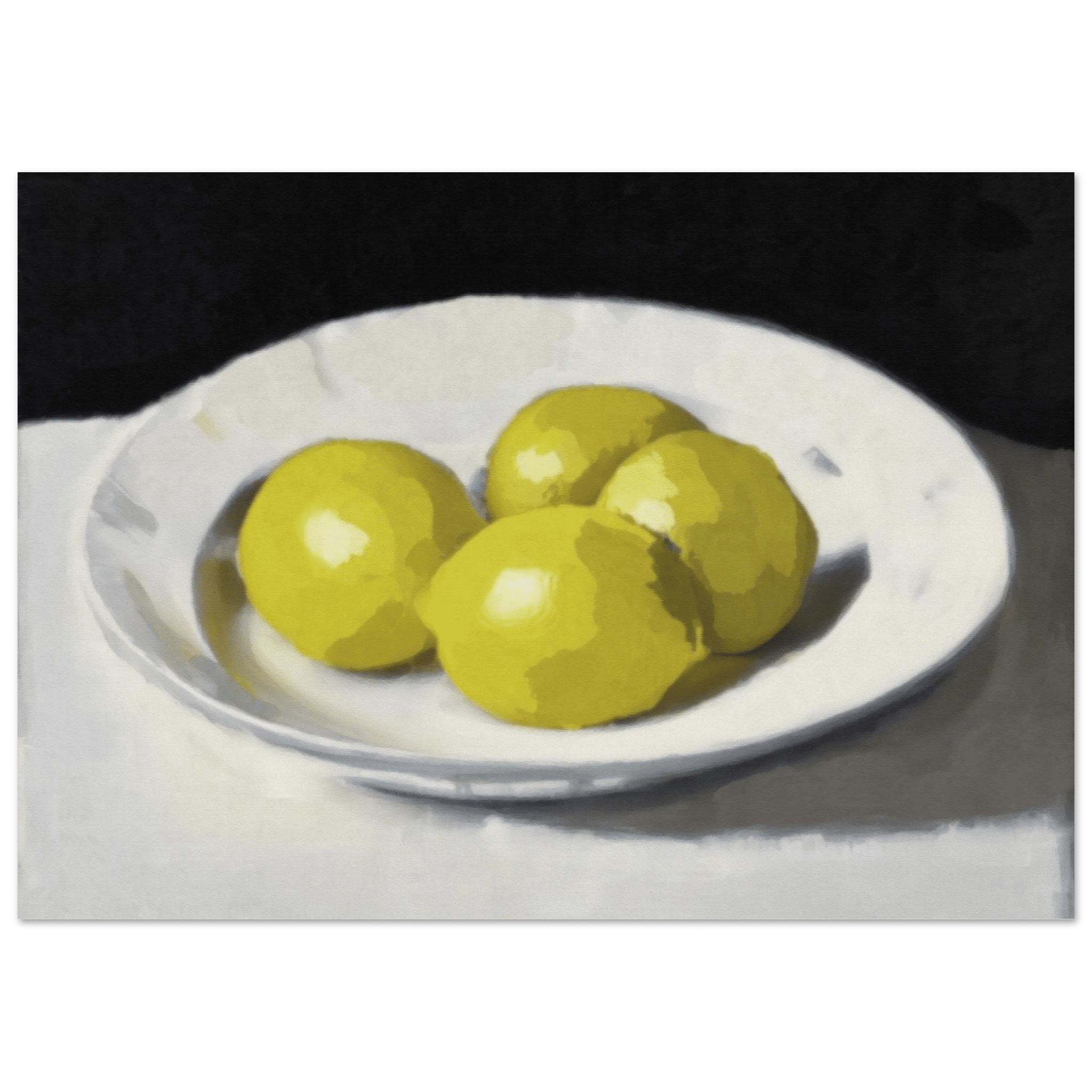 Lemons Print | Three Lemons Oil Painting Wall Art | Kitchen Still Life Poster - Evergreen Posters