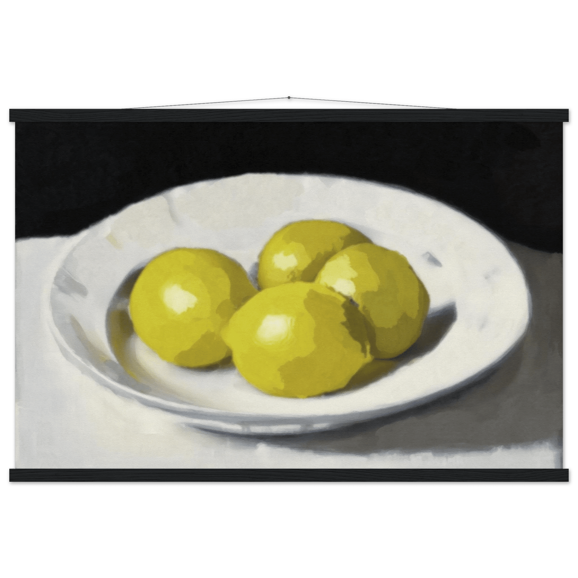 Lemons Print | Three Lemons Oil Painting Wall Art | Kitchen Still Life Poster - Evergreen Posters