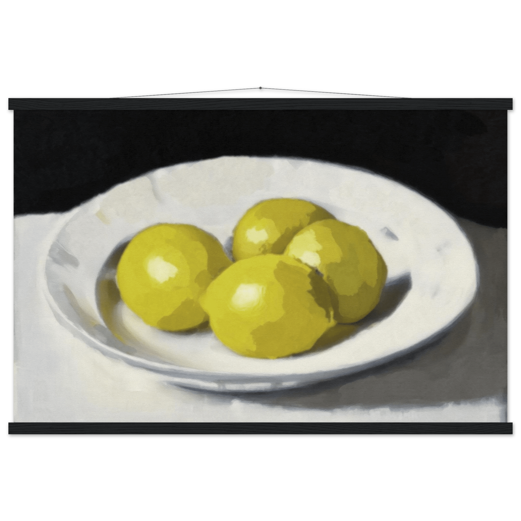 Lemons Print | Three Lemons Oil Painting Wall Art | Kitchen Still Life Poster - Evergreen Posters
