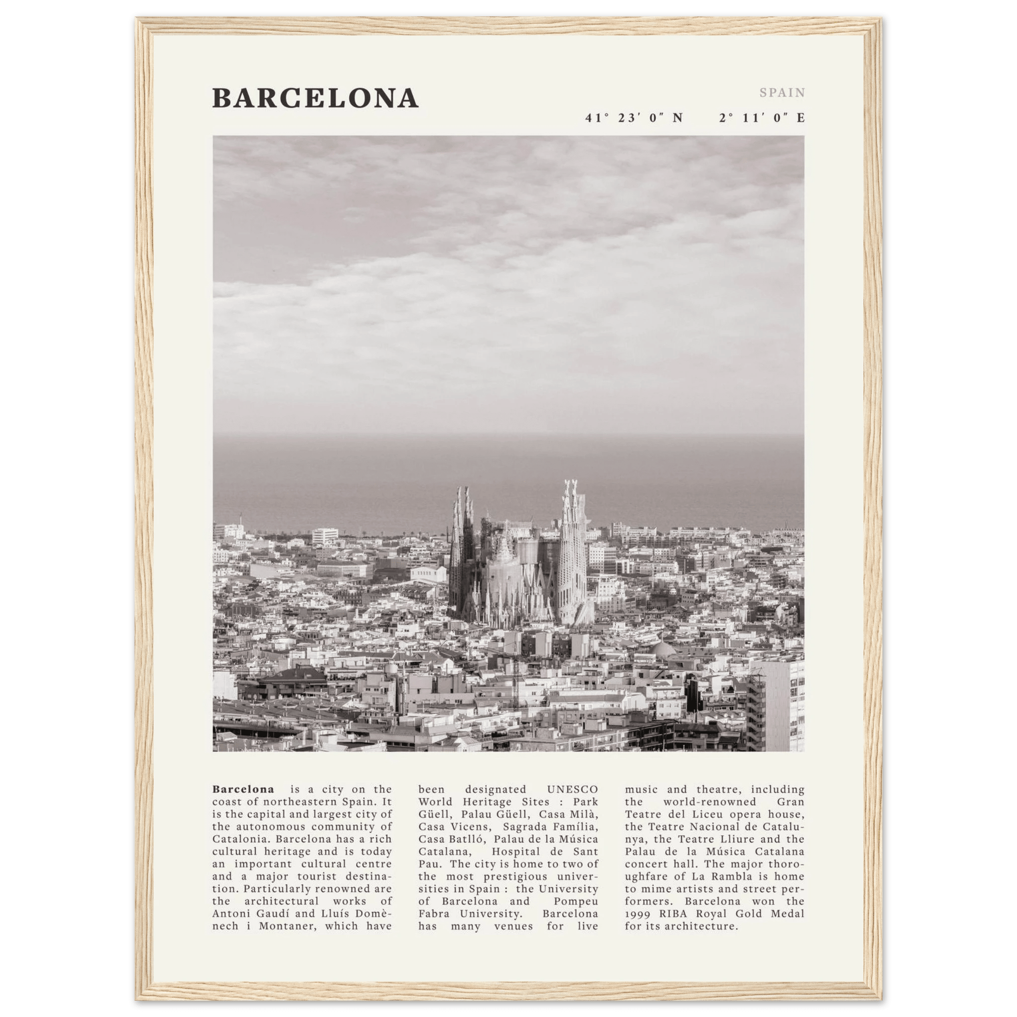 Barcelona Poster | Black & White Sagrada Familia Wall Art | Spain Travel Print - Evergreen Posters