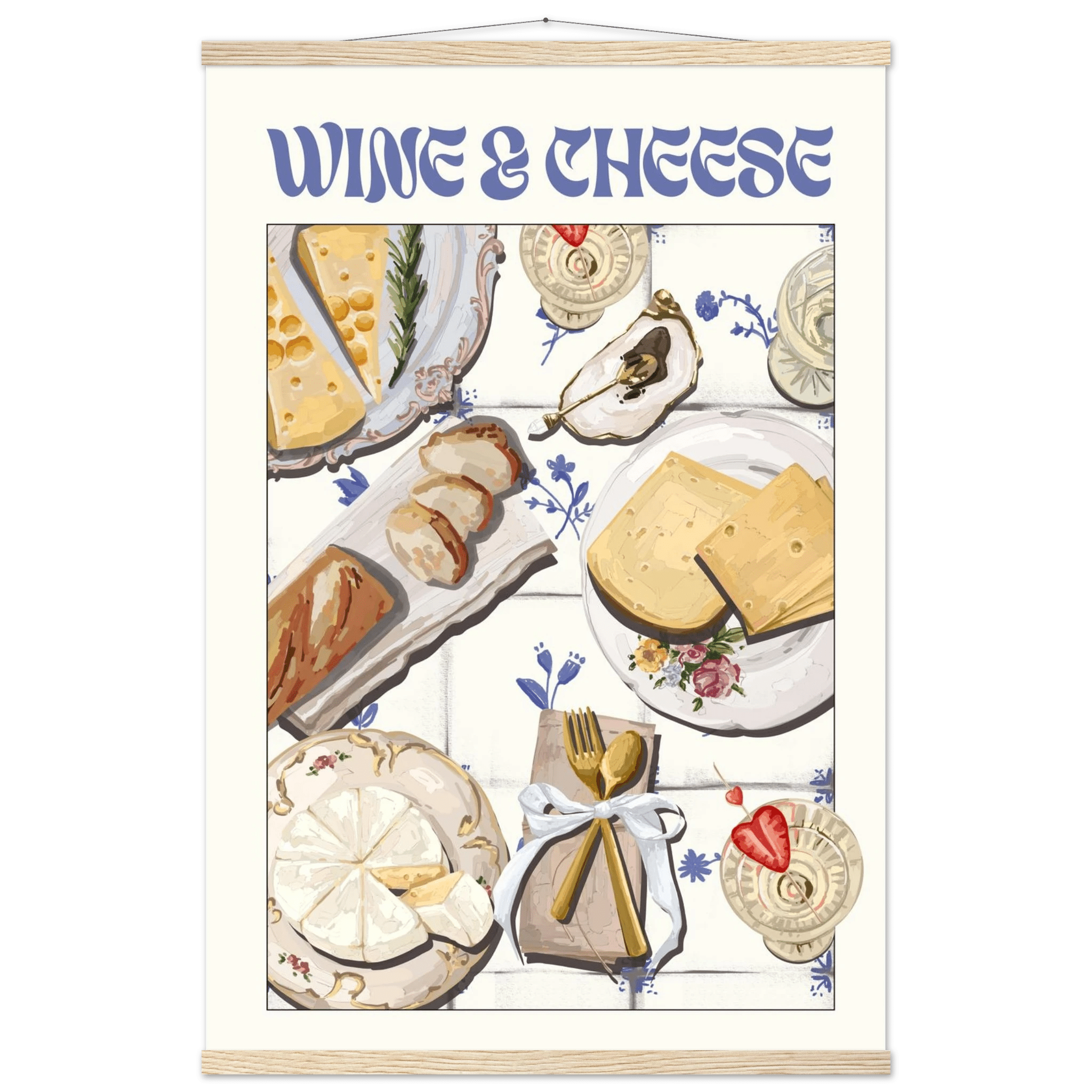 Wine & Cheese Poster – Elegant Kitchen & Dining Wall Art Print (Digital & Printed Options) - Evergreen Posters