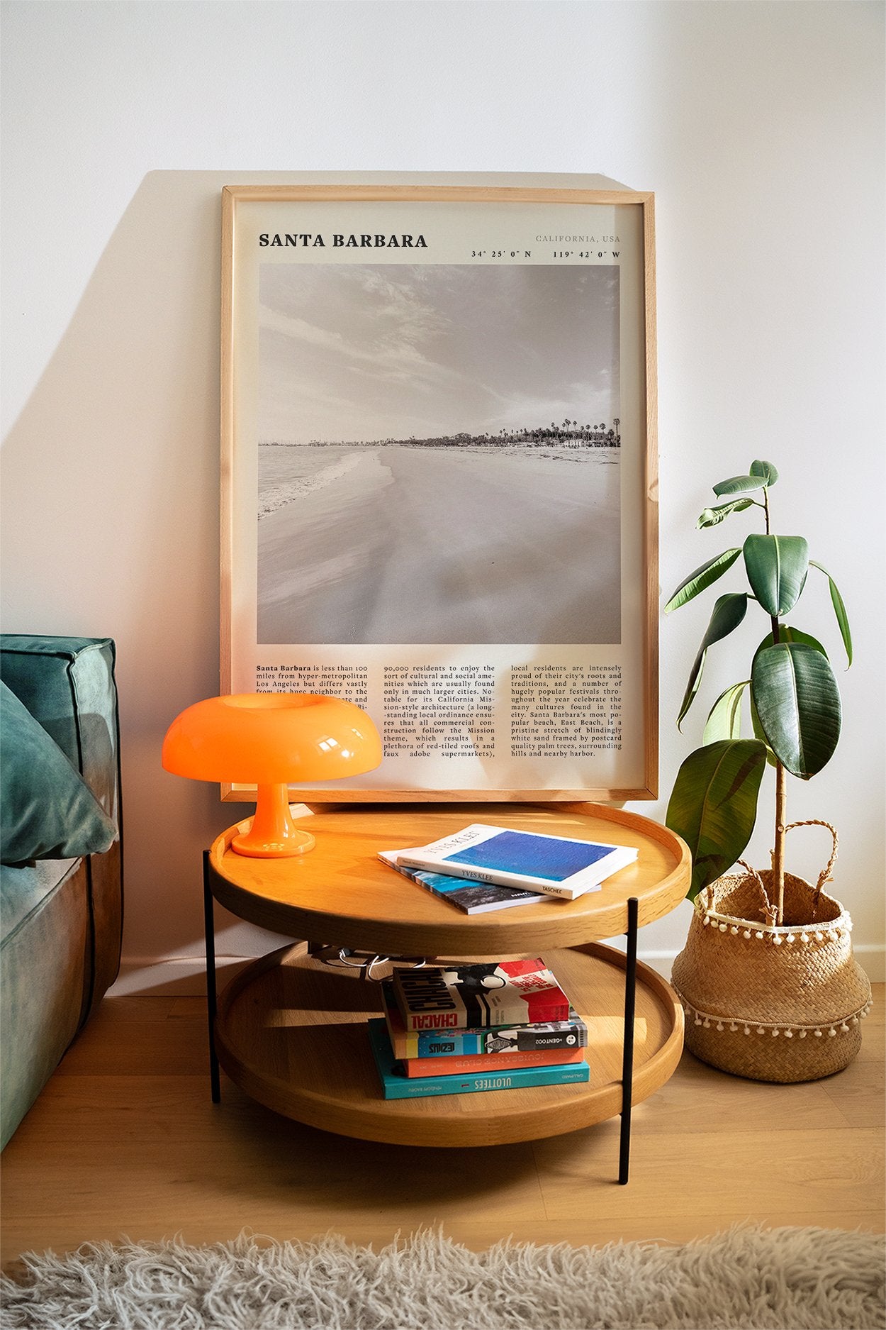 Santa Barbara Poster | Black & White California Beach Wall Art | CA Travel Print - Evergreen Posters