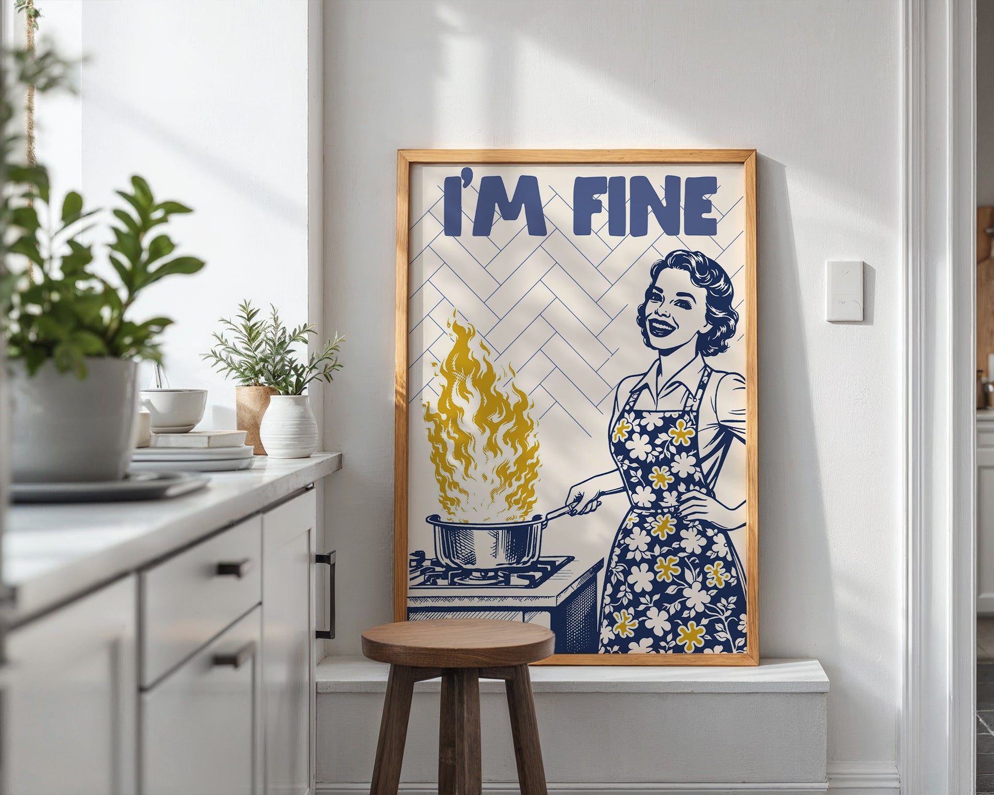 I'm Fine Poster – Funny Retro Kitchen Wall Art Print (Digital & Printed Options) - Evergreen Posters