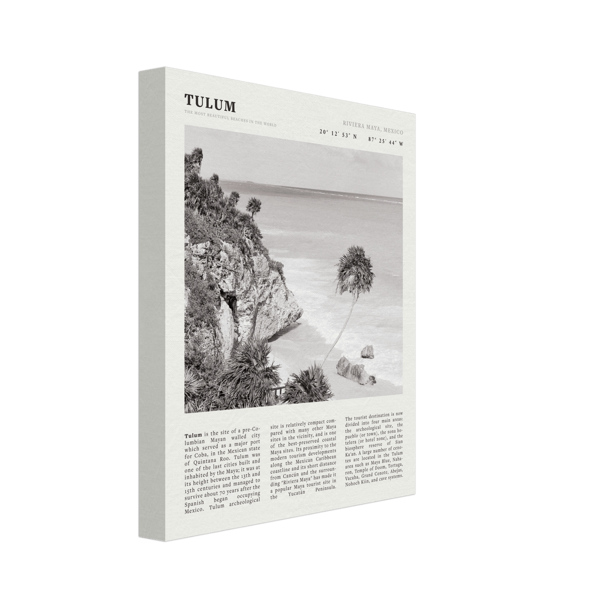 Tulum Poster | Black & White Riviera Maya Mexico Wall Art | Beach Travel Print - Evergreen Posters