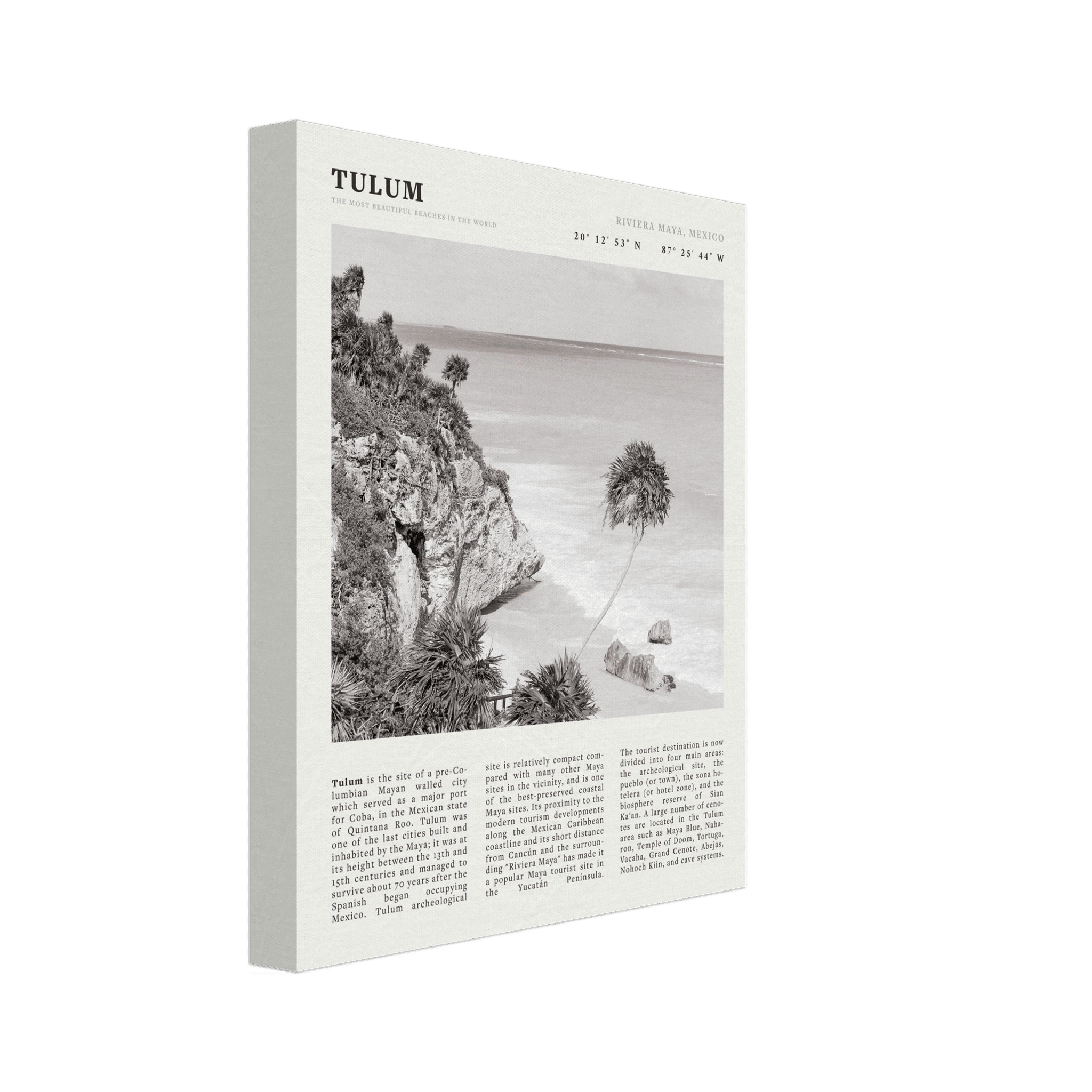 Tulum Poster | Black & White Riviera Maya Mexico Wall Art | Beach Travel Print - Evergreen Posters