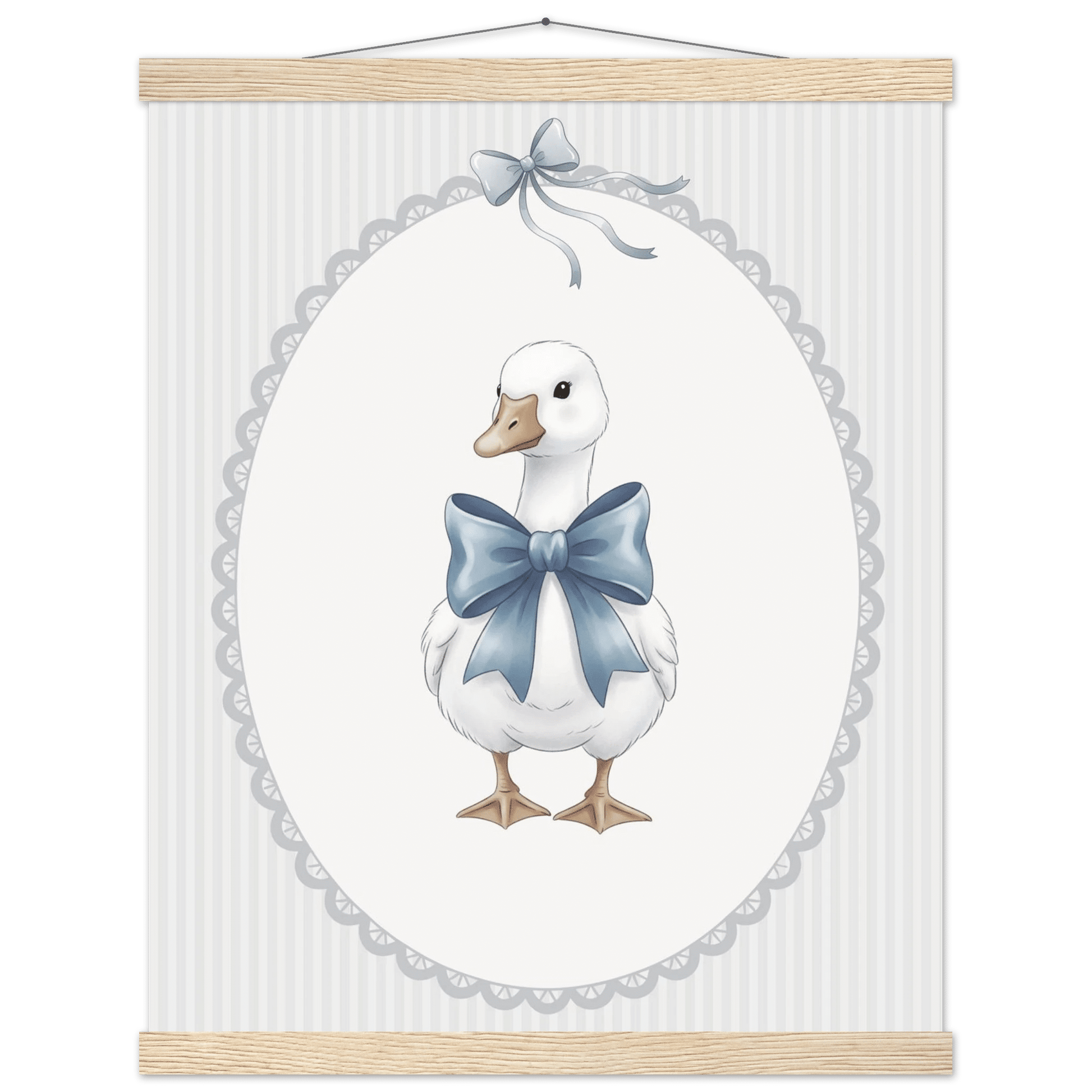 Blue Bow Duck Nursery Poster – Sweet Baby Room Wall Art Print - Evergreen Posters