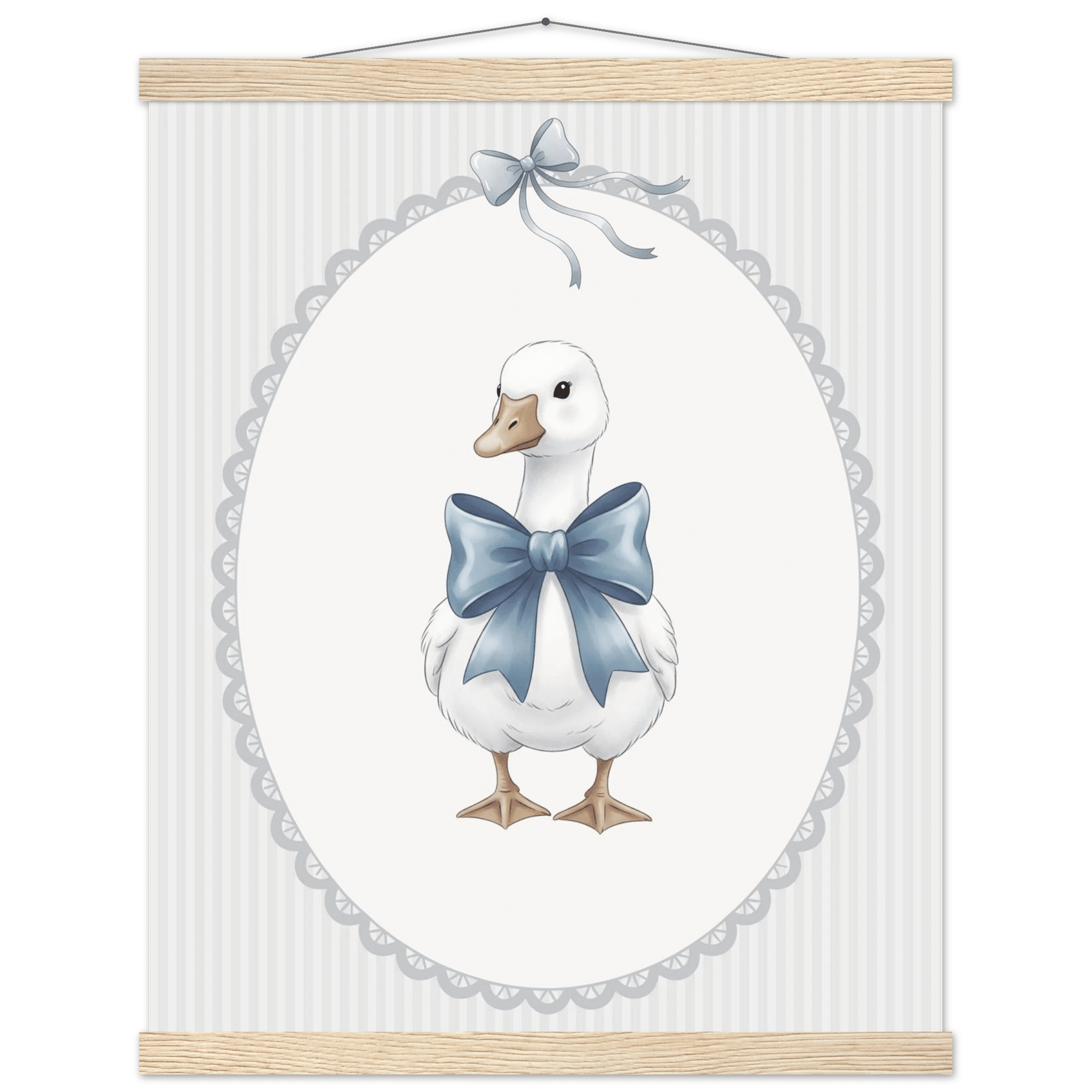 Blue Bow Duck Nursery Poster – Sweet Baby Room Wall Art Print - Evergreen Posters