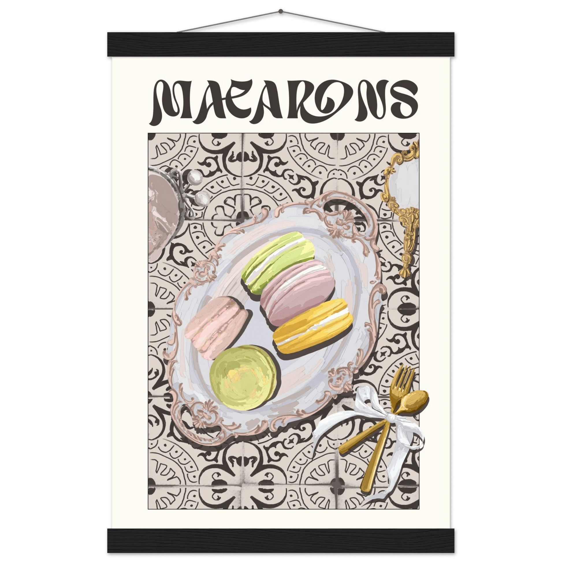 Macarons Poster – Playful French Patisserie Kitchen Wall Art Print (Digital & Printed Options) - Evergreen Posters