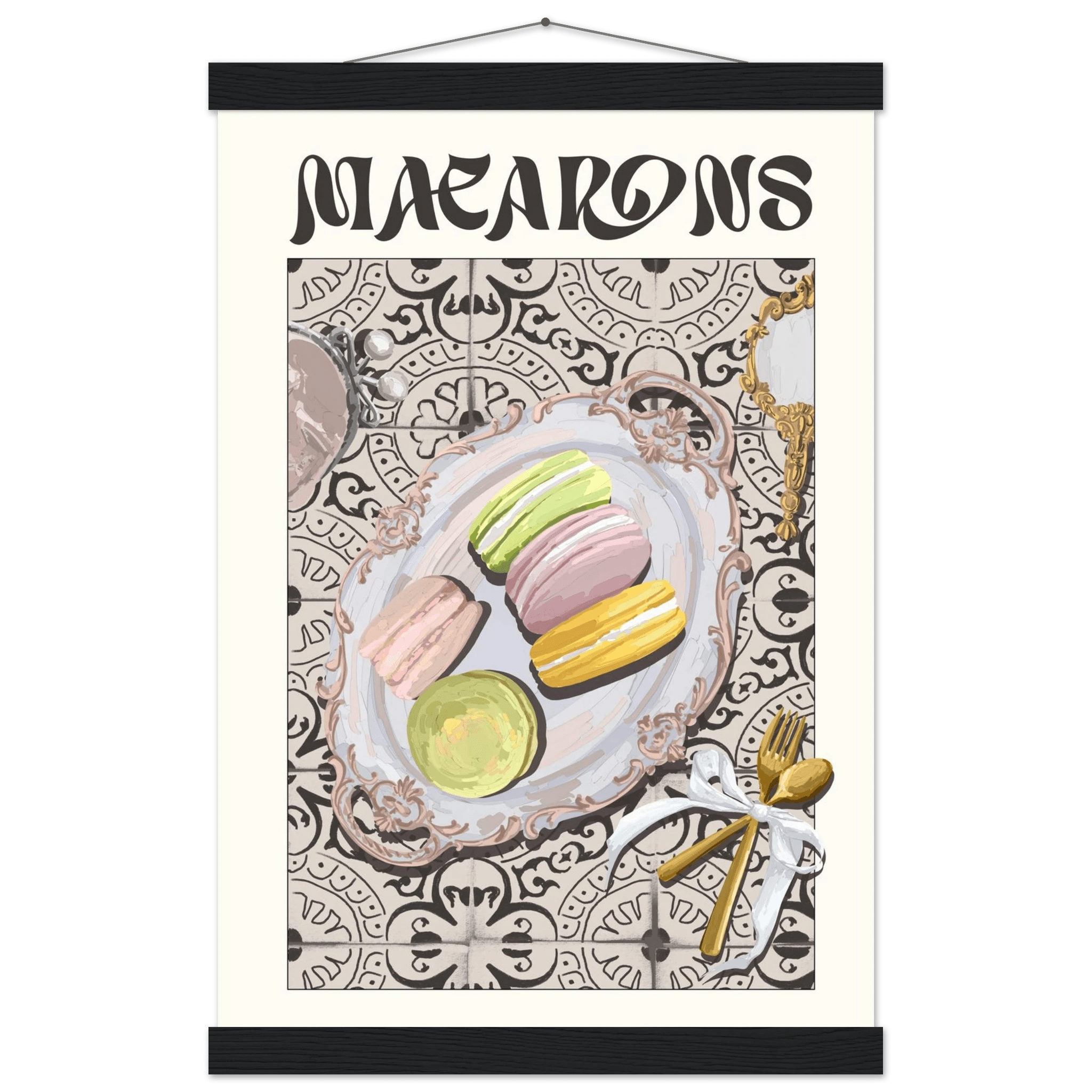 Macarons Poster – Playful French Patisserie Kitchen Wall Art Print (Digital & Printed Options) - Evergreen Posters