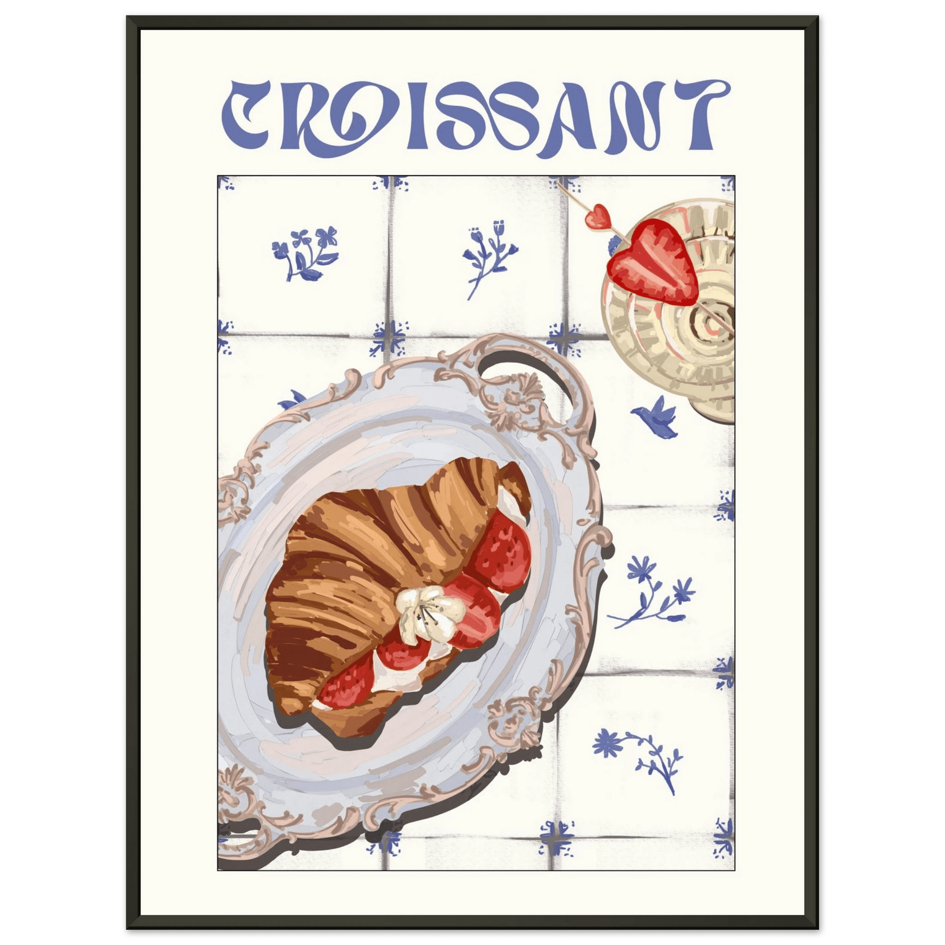 Croissant Poster – Charming French Breakfast Kitchen Wall Art Print (Digital & Printed Options) - Evergreen Posters
