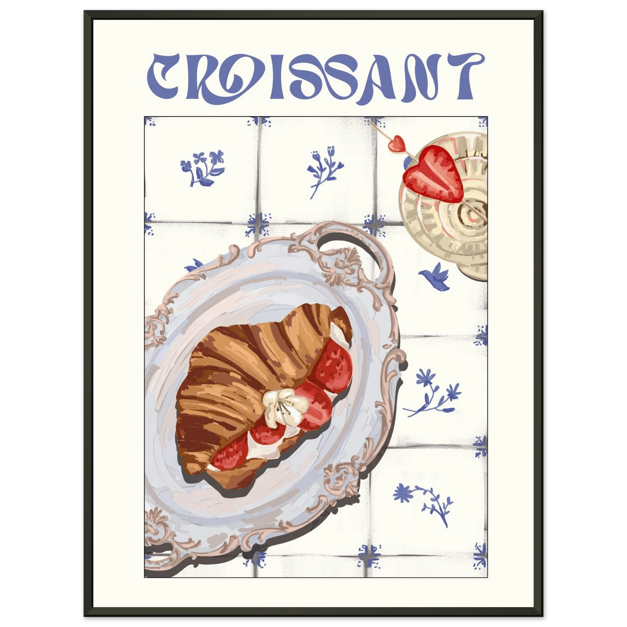 Croissant Poster – Charming French Breakfast Kitchen Wall Art Print (Digital & Printed Options) - Evergreen Posters