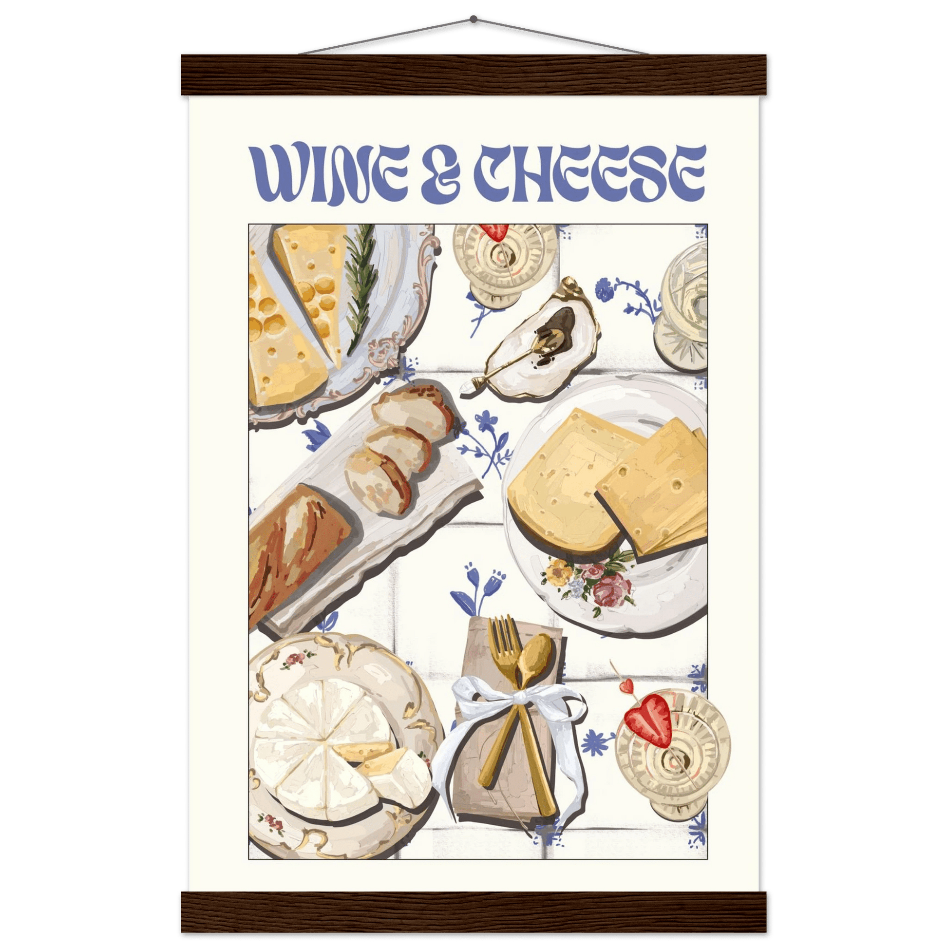 Wine & Cheese Poster – Elegant Kitchen & Dining Wall Art Print (Digital & Printed Options) - Evergreen Posters