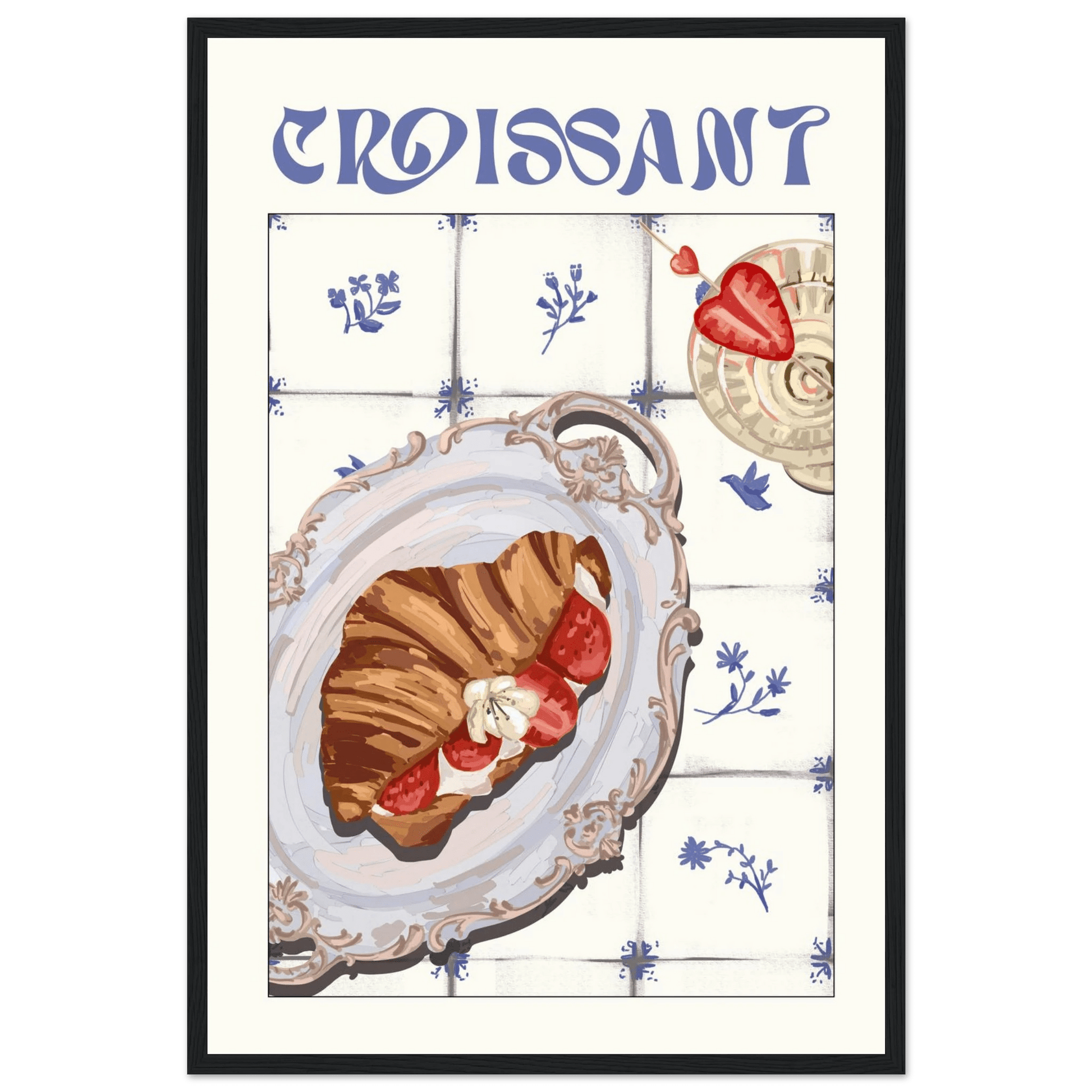 Croissant Poster – Charming French Breakfast Kitchen Wall Art Print (Digital & Printed Options) - Evergreen Posters
