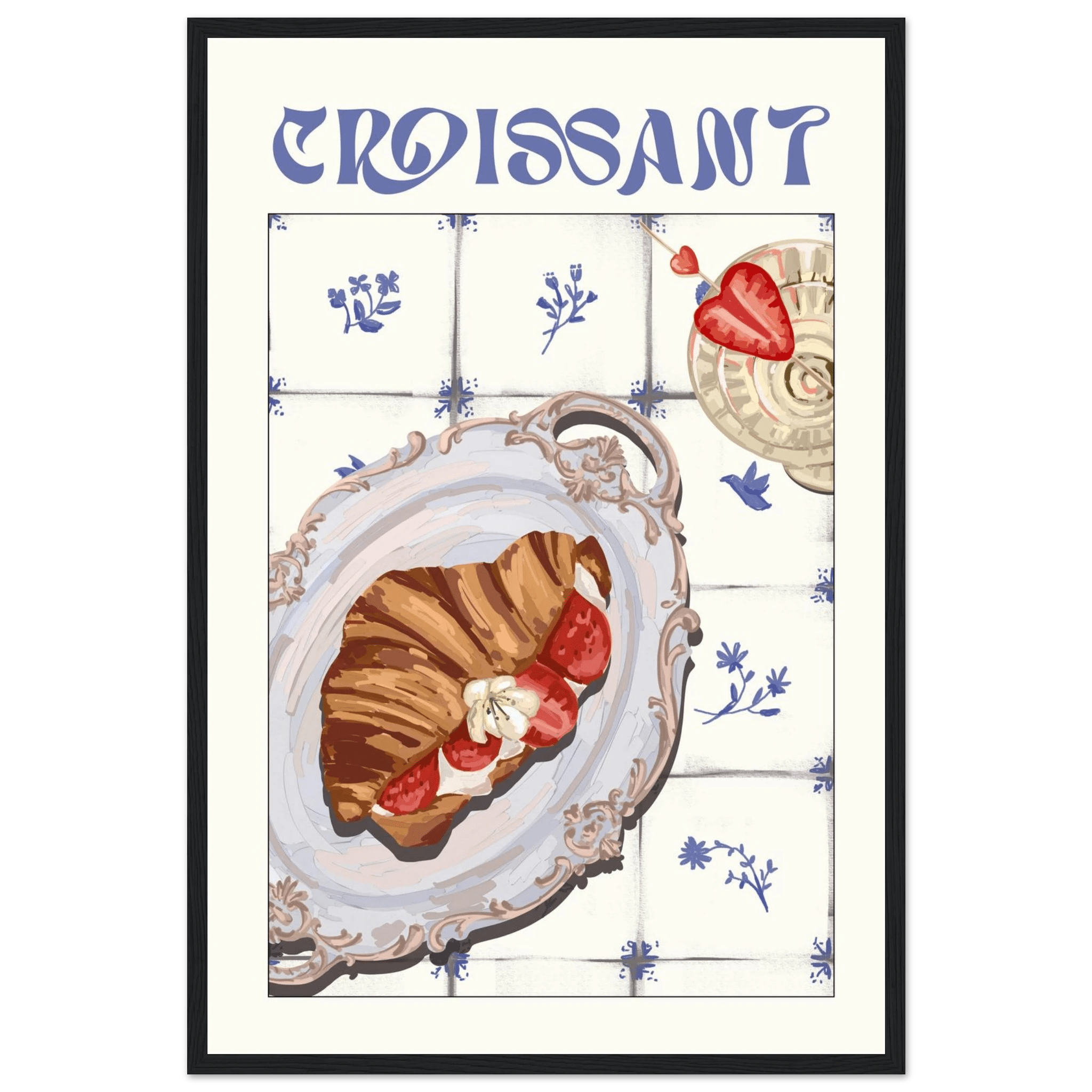 Croissant Poster – Charming French Breakfast Kitchen Wall Art Print (Digital & Printed Options) - Evergreen Posters