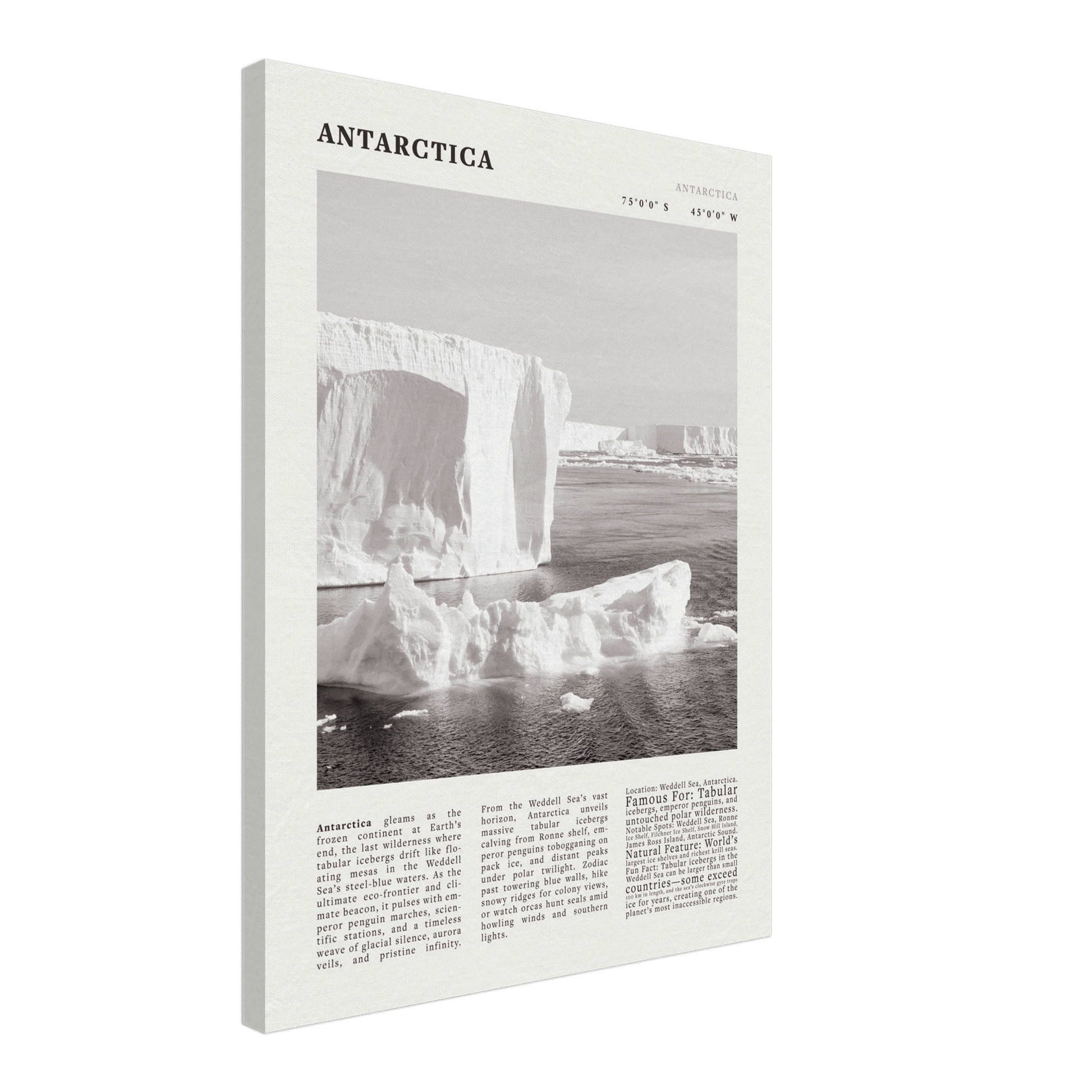 Antarctica Poster Black and White – Vintage Weddell Sea Iceberg Print (Digital & Printed Options) - Evergreen Posters