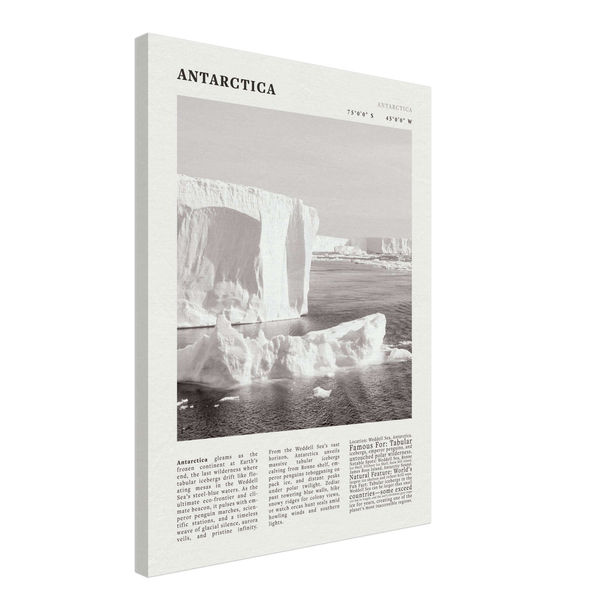 Antarctica Poster Black and White – Vintage Weddell Sea Iceberg Print (Digital & Printed Options) - Evergreen Posters