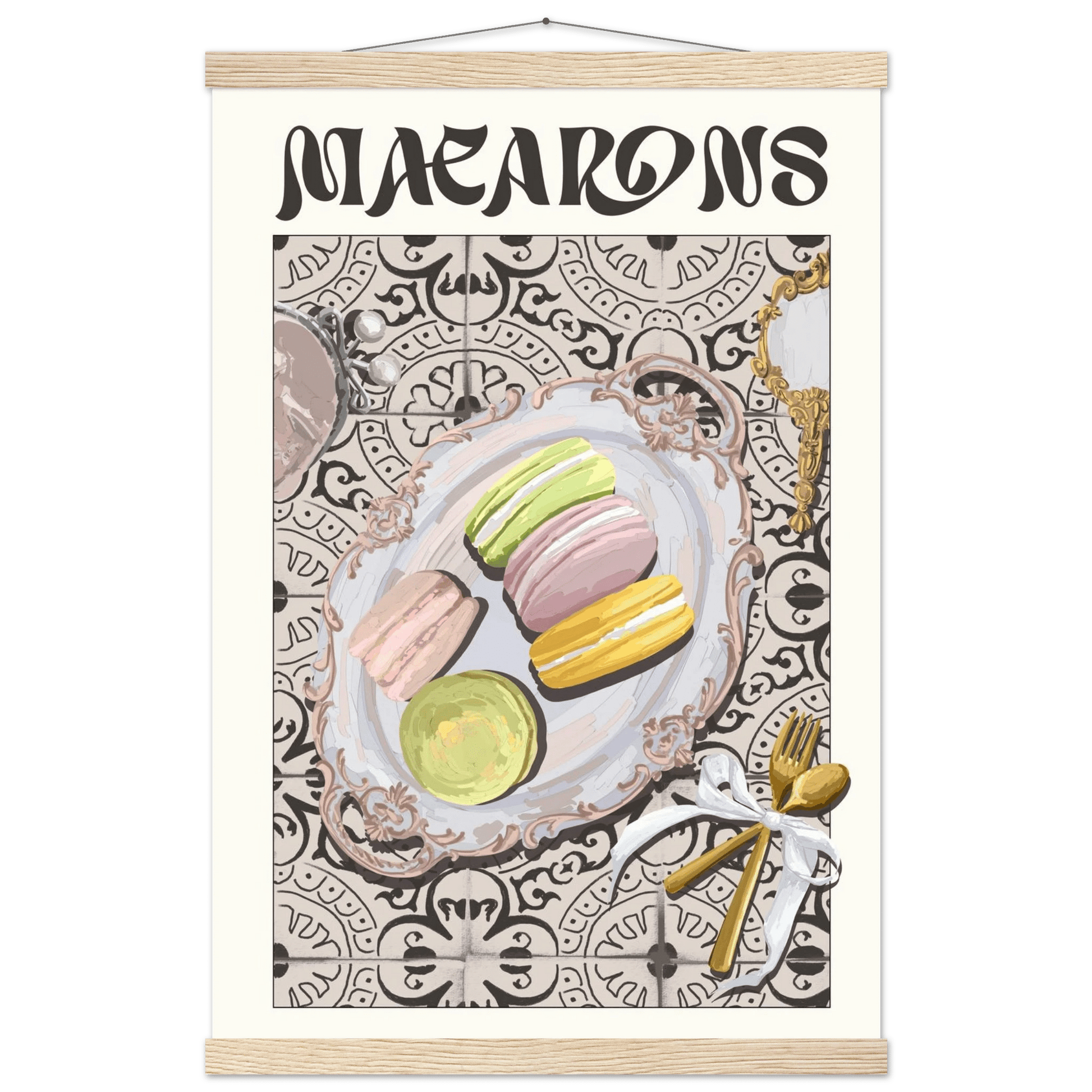 Macarons Poster – Playful French Patisserie Kitchen Wall Art Print (Digital & Printed Options) - Evergreen Posters