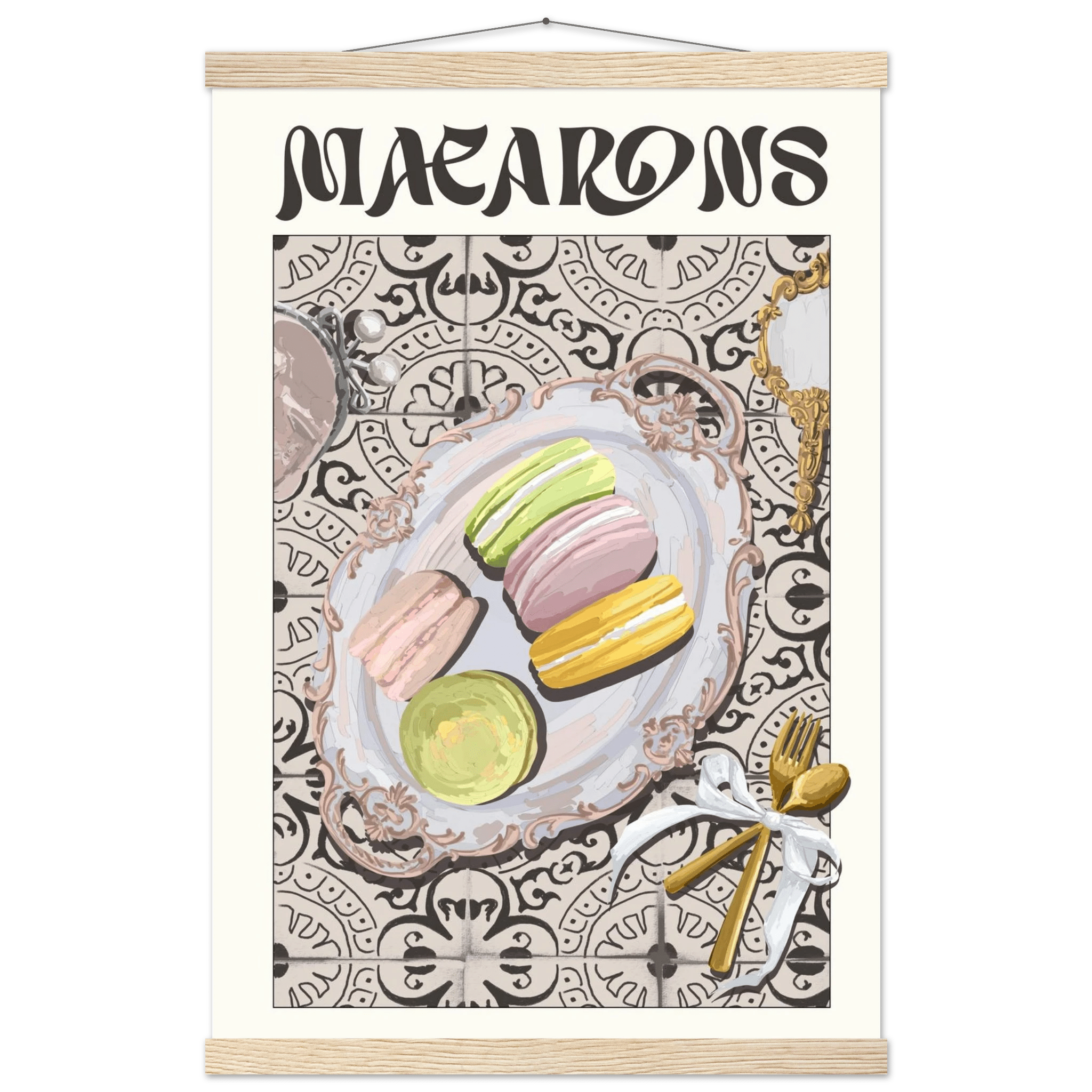 Macarons Poster – Playful French Patisserie Kitchen Wall Art Print (Digital & Printed Options) - Evergreen Posters