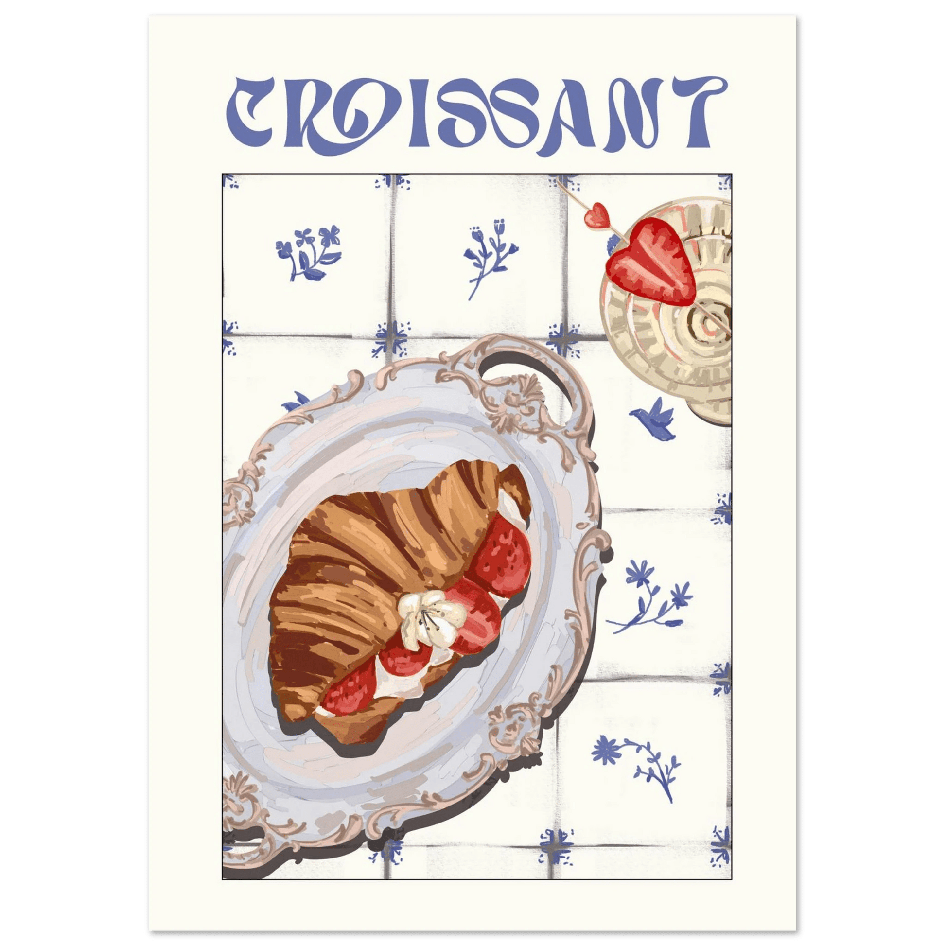 Croissant Poster – Charming French Breakfast Kitchen Wall Art Print (Digital & Printed Options) - Evergreen Posters
