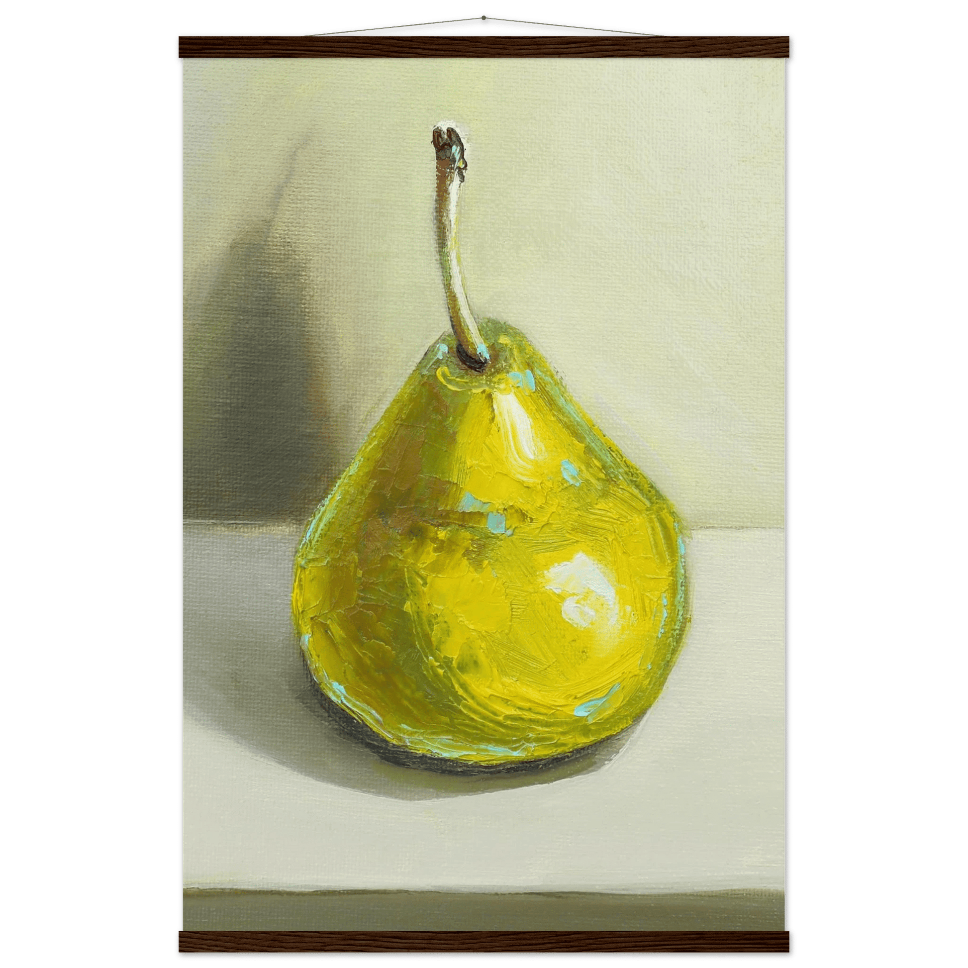 Pear Print | Green Pear Oil Painting Wall Art | Kitchen Poster - Evergreen Posters