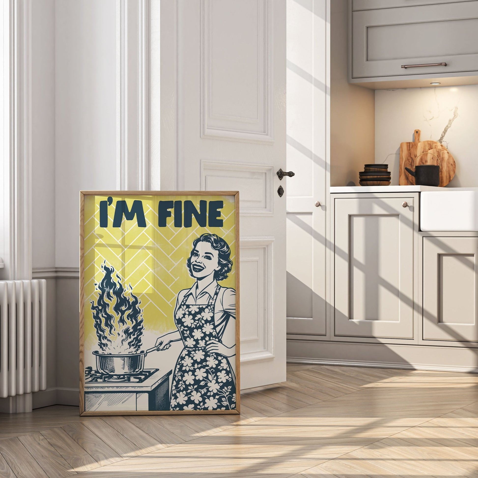I'm Fine Poster – Funny Retro Kitchen Wall Art Print (Digital & Printed Options) - Evergreen Posters