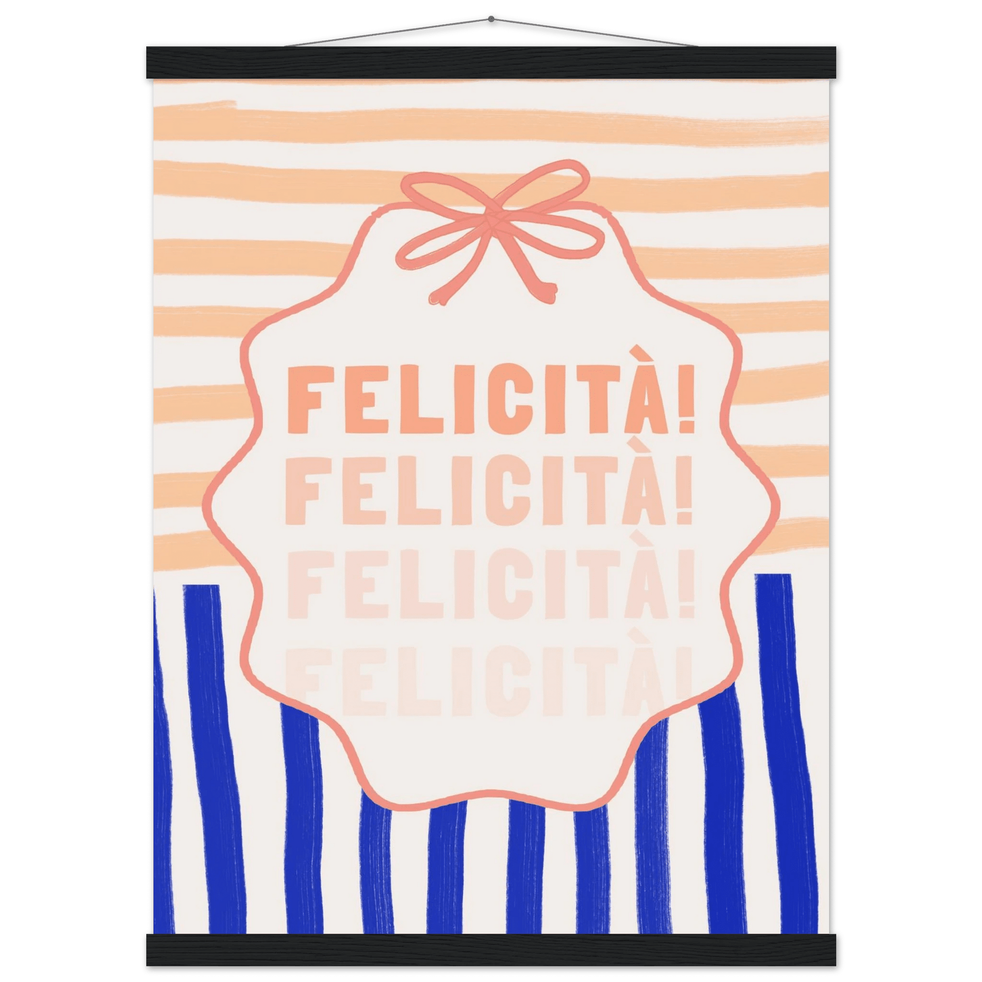 Felicità Italian Happiness Quote Print | Coquette Stripe Wall Art - Evergreen Posters