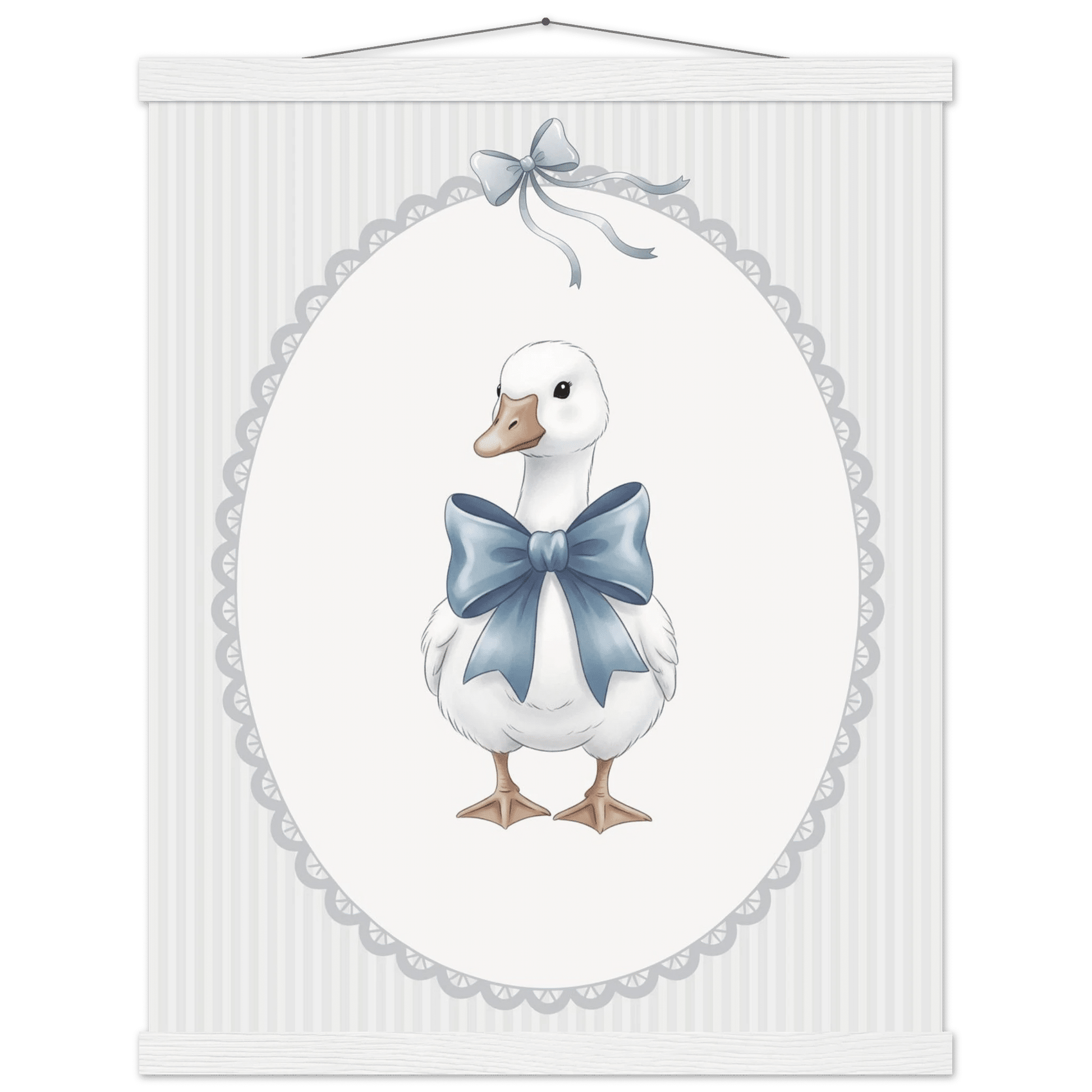 Blue Bow Duck Nursery Poster – Sweet Baby Room Wall Art Print - Evergreen Posters
