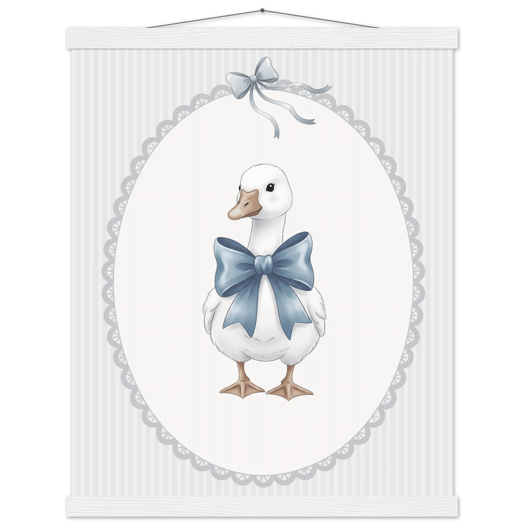 Blue Bow Duck Nursery Poster – Sweet Baby Room Wall Art Print - Evergreen Posters